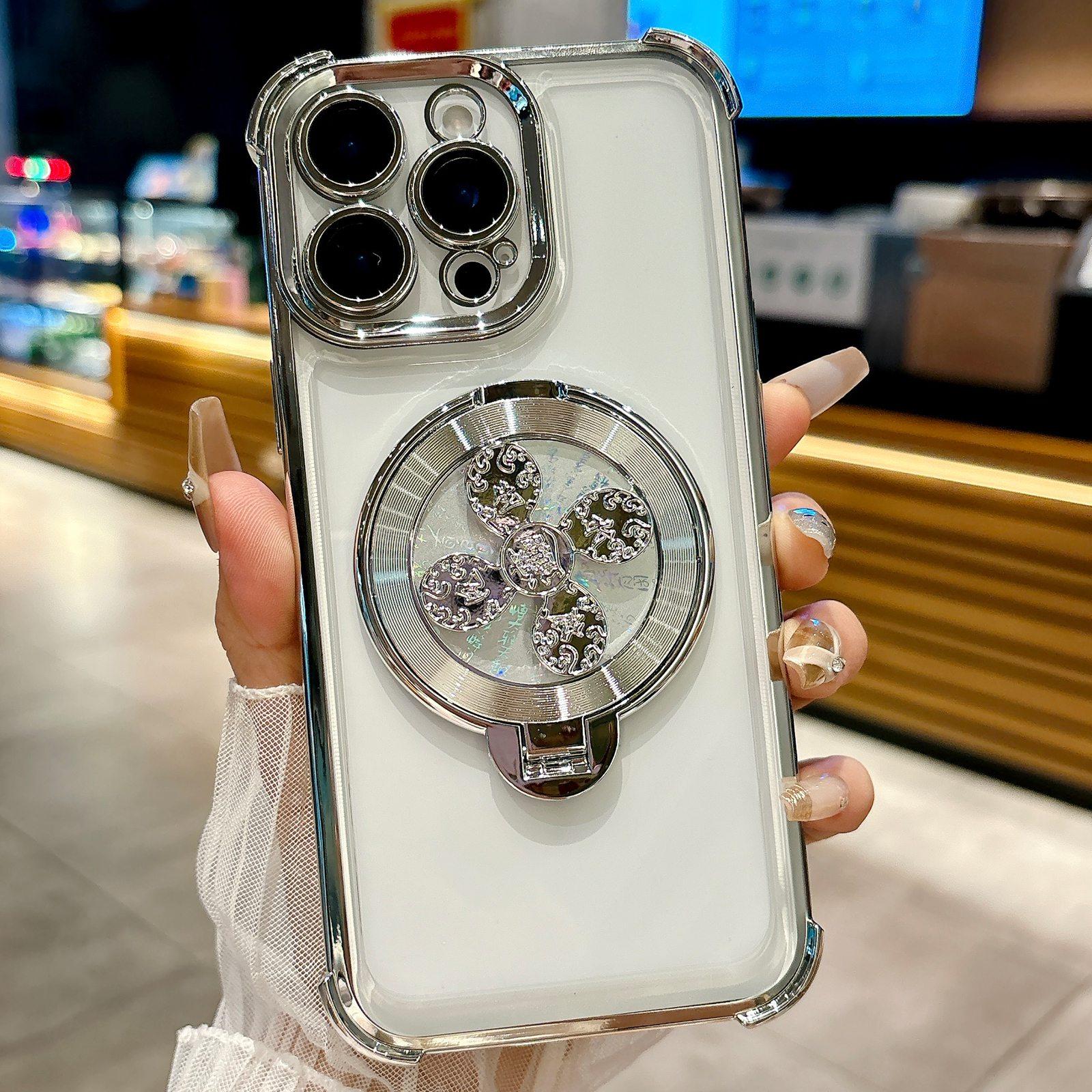 For iPhone 14 Pro Spinning Top Holder Phone Case(Silver) - Shopkiz.com