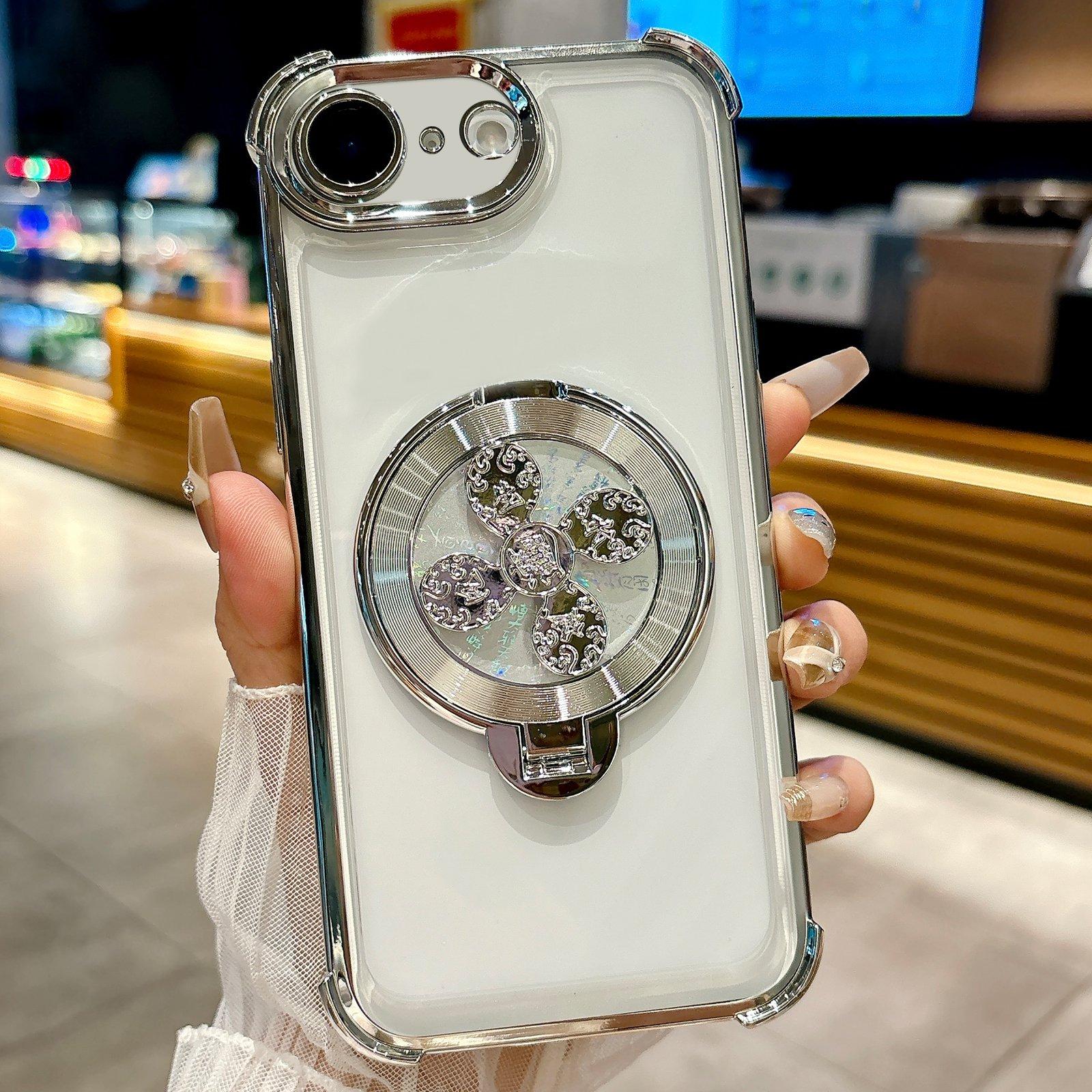 For iPhone 17e / 16e Spinning Top Holder Phone Case(Silver) - Shopkiz.com