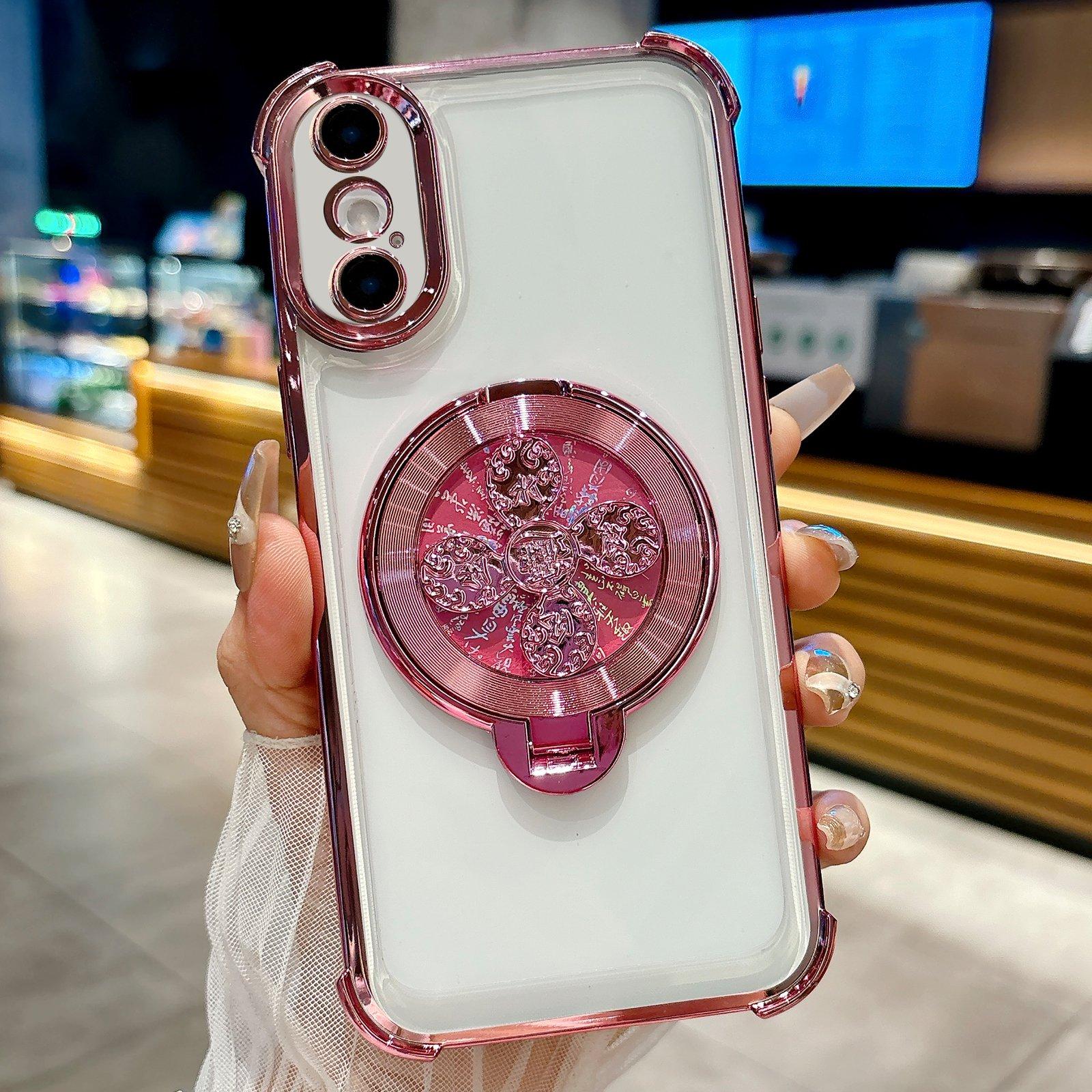 For iPhone XS / X Spinning Top Holder Phone Case(Pink) - Shopkiz.com