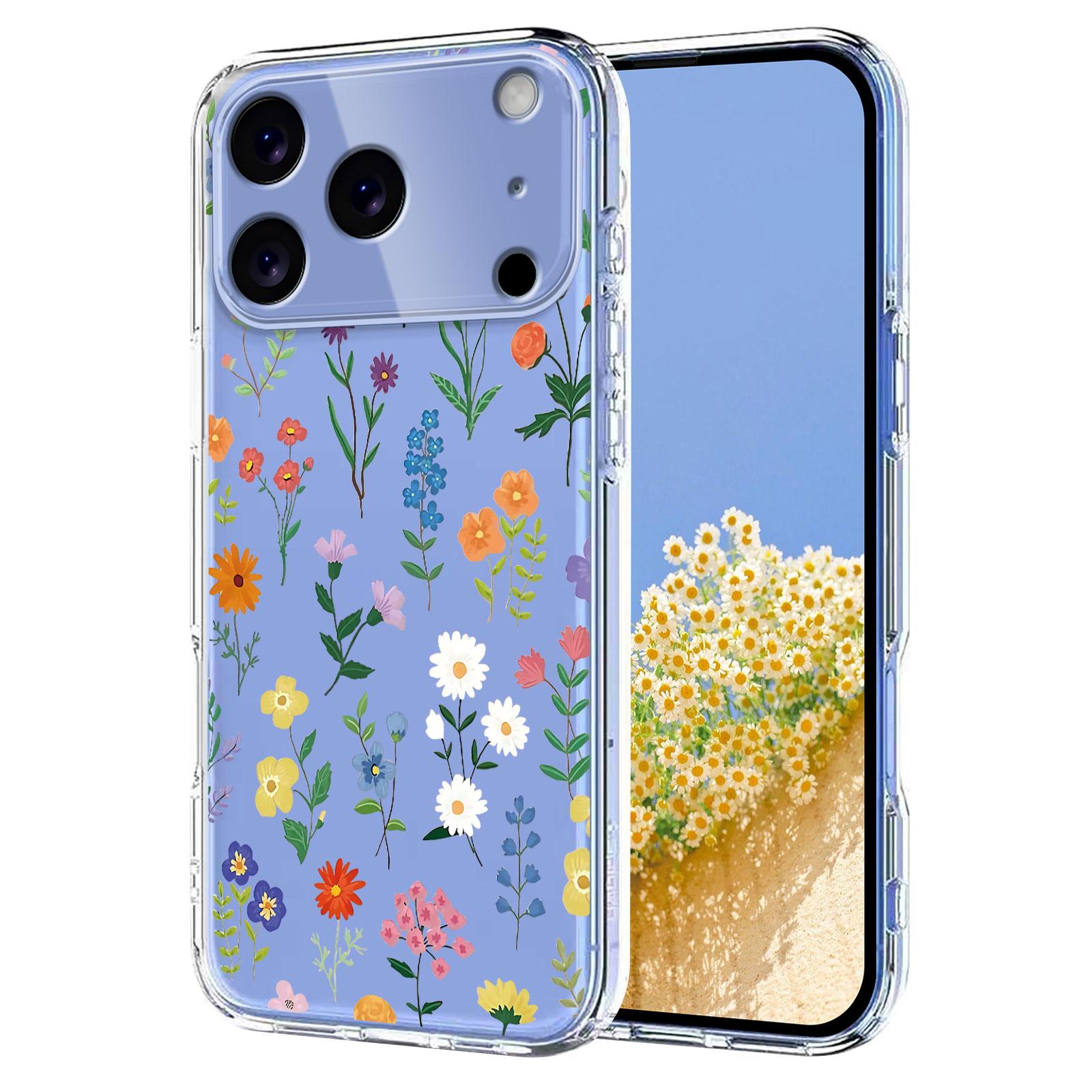 For iPhone 17 Pro Flower Pattern Painted TPU Phone Case(Daisy) - Shopkiz.com