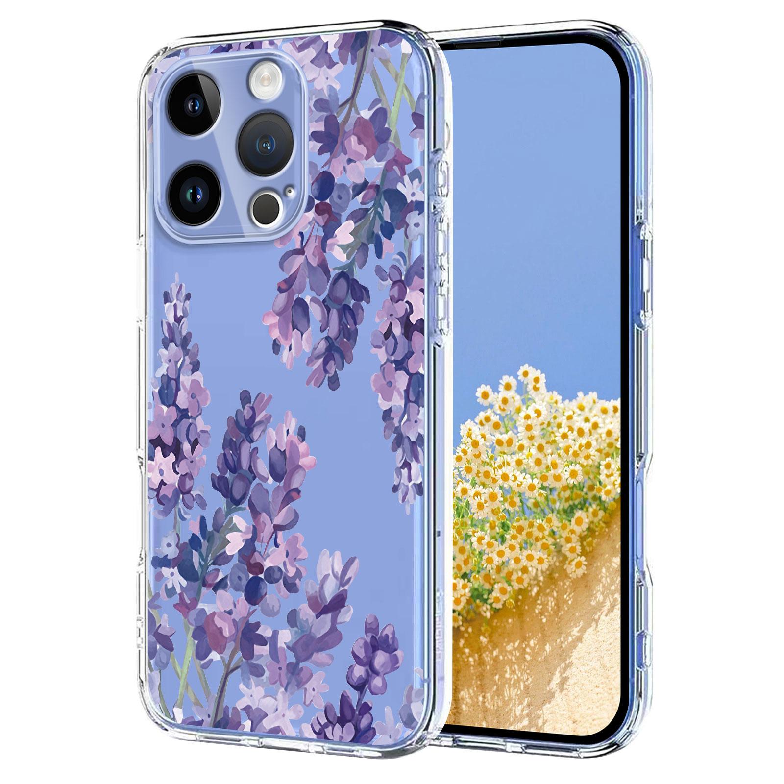 For iPhone 15 Pro Flower Pattern Painted TPU Phone Case(Wisteria) - Shopkiz.com