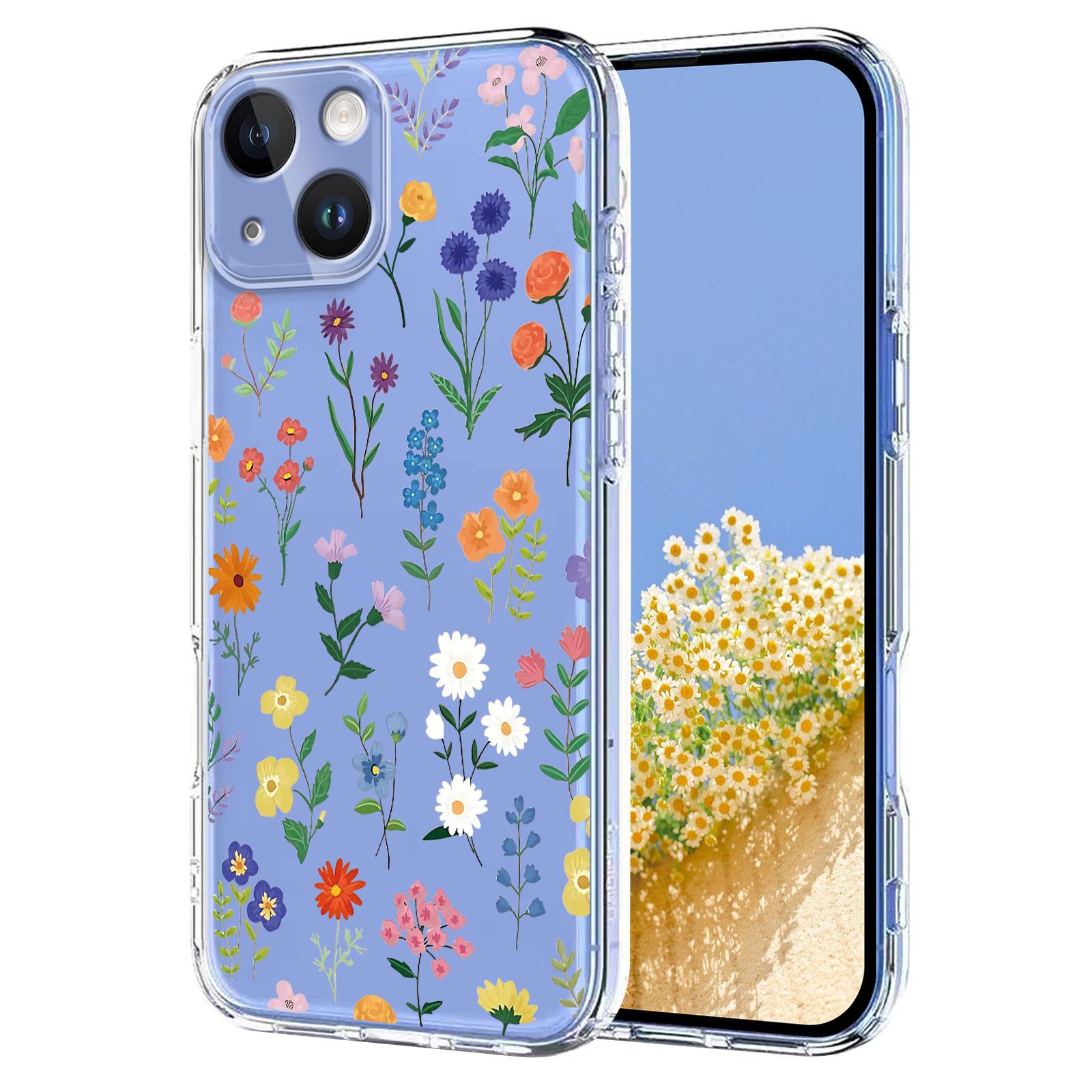 For iPhone 15 Plus Flower Pattern Painted TPU Phone Case(Daisy) - Shopkiz.com