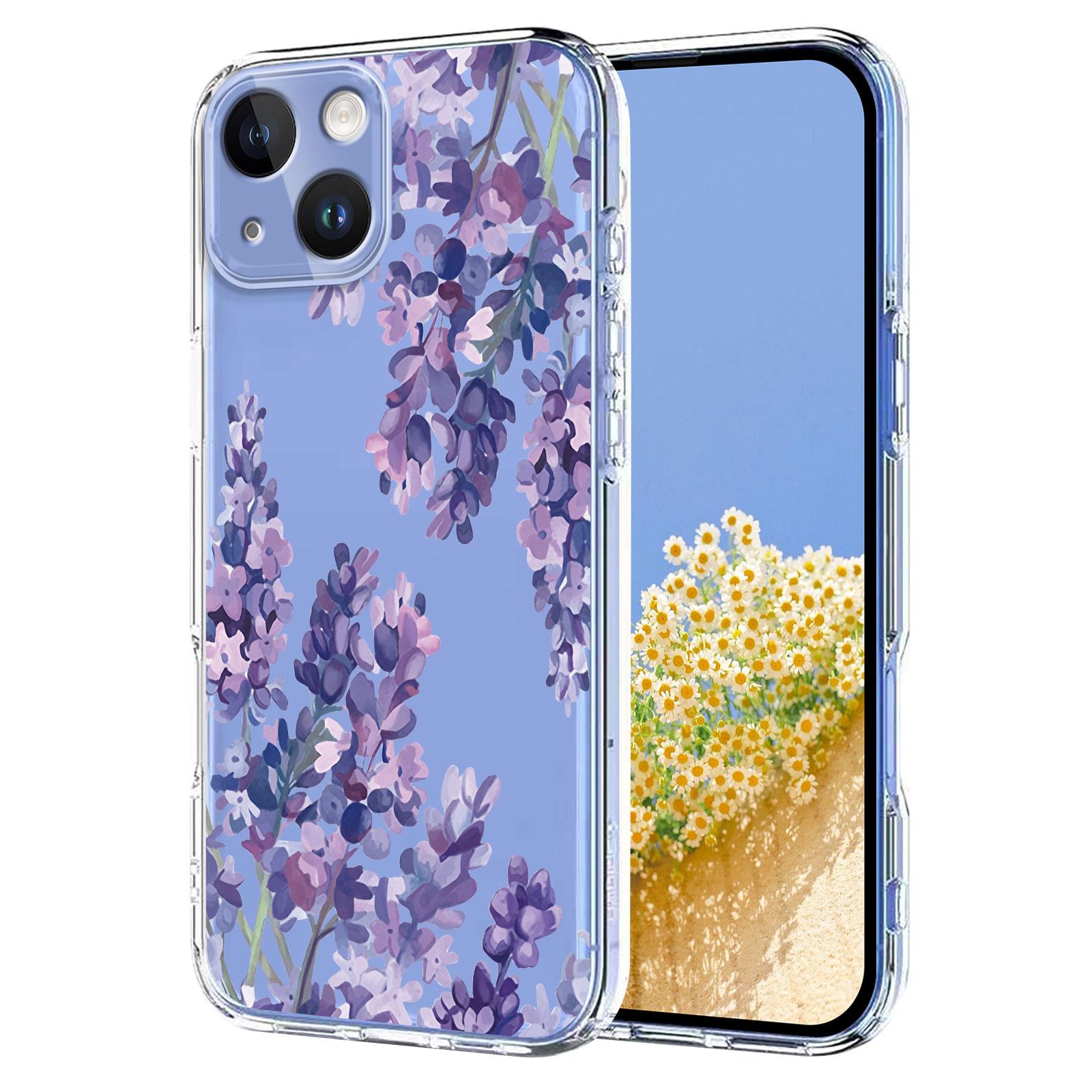For iPhone 14 Plus Flower Pattern Painted TPU Phone Case(Wisteria) - Shopkiz.com