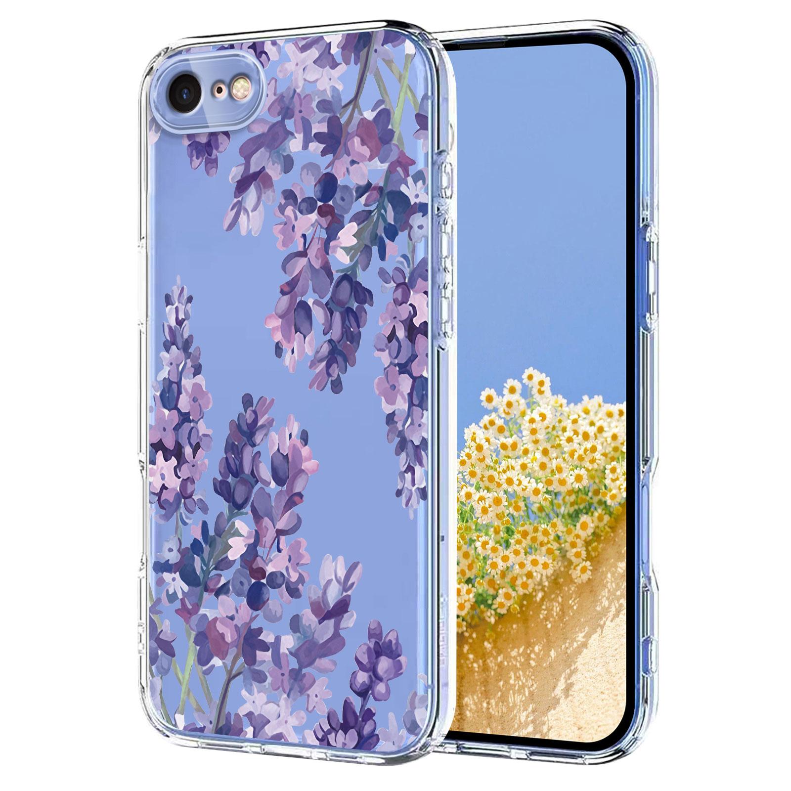 For iPhone SE 2022 / 2020 / 8 / 7 Flower Pattern Painted TPU Phone Case(Wisteria) - Shopkiz.com