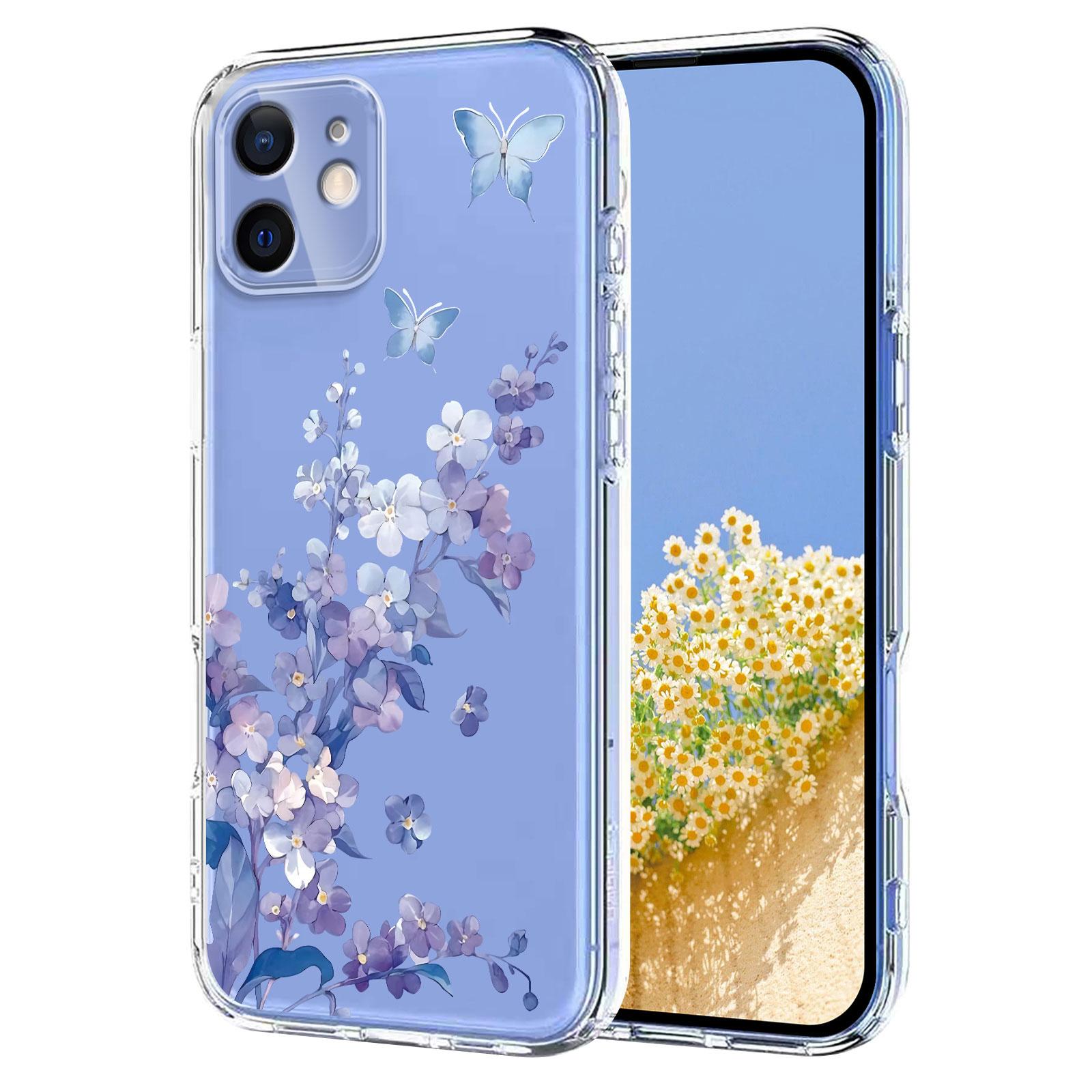 For iPhone 11 Flower Pattern Painted TPU Phone Case(Violet) - Shopkiz.com