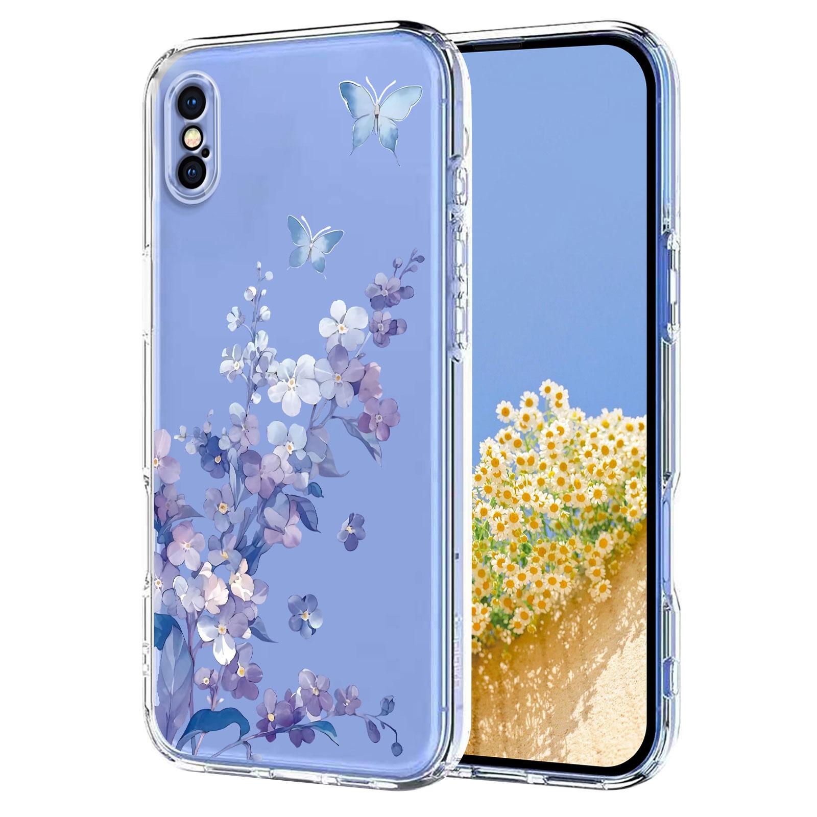 For iPhone XS Max Flower Pattern Painted TPU Phone Case(Violet) - Shopkiz.com