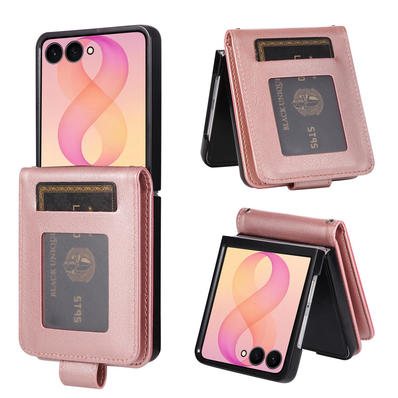 For Galaxy Z Flip8 5G 3-Card Slots Multifunctional Leather Phone Case(Rose Gold) - Shopkiz.com