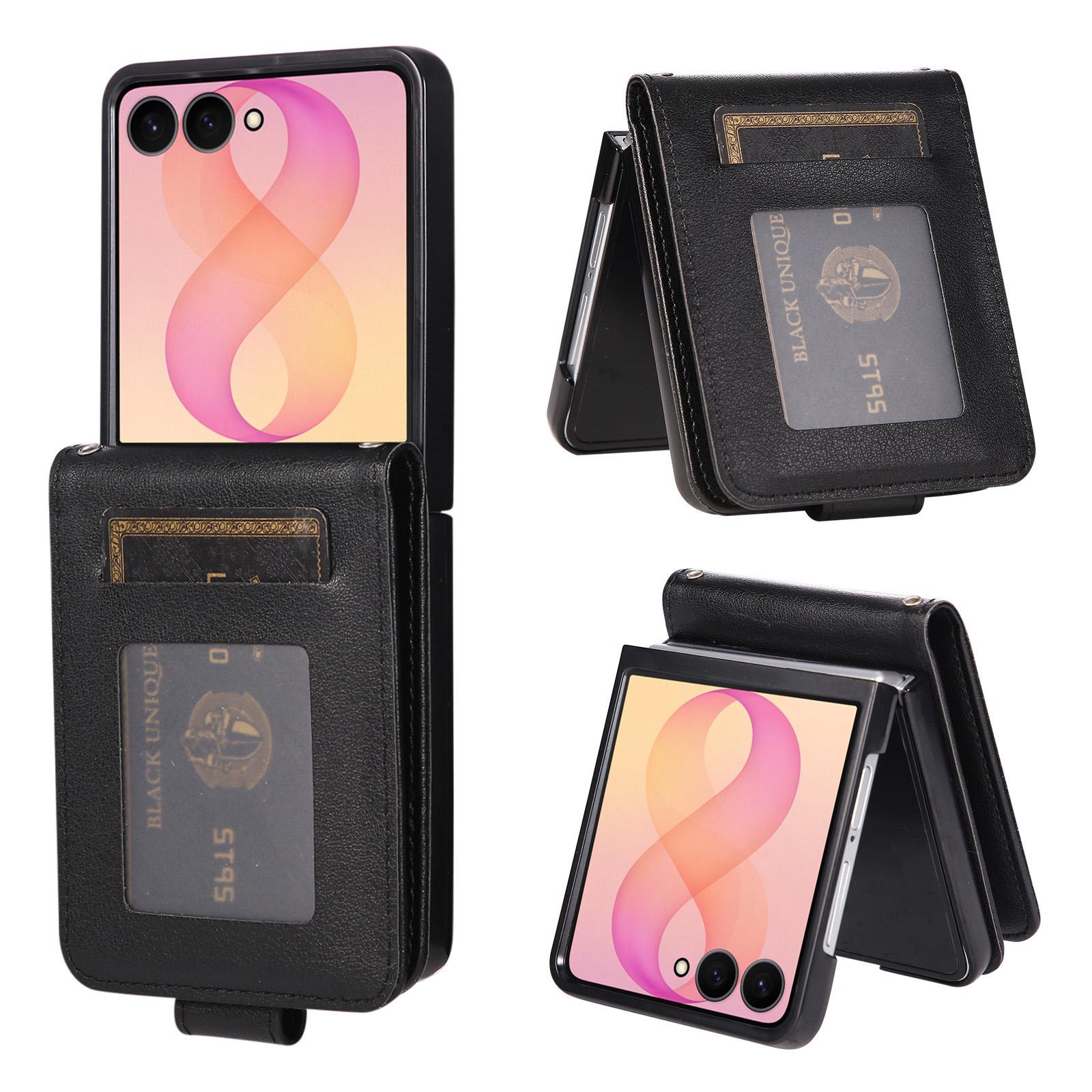 For Galaxy Z Flip8 5G 3-Card Slots Multifunctional Leather Phone Case(Black) - Shopkiz.com