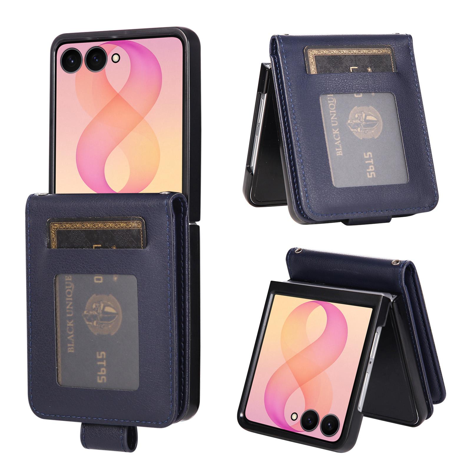 For Galaxy Z Flip8 5G 3-Card Slots Multifunctional Leather Phone Case(Blue) - Shopkiz.com
