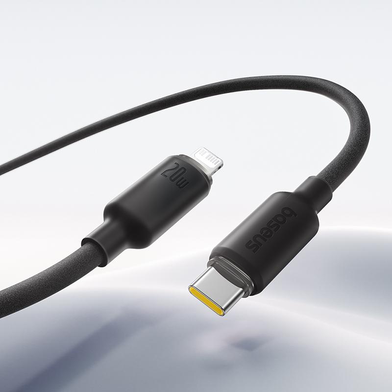 Baseus Foamed Silicone 20W Type-C to 8 Pin Fast Charging Cable, Length: 1m(Black) - Shopkiz.com
