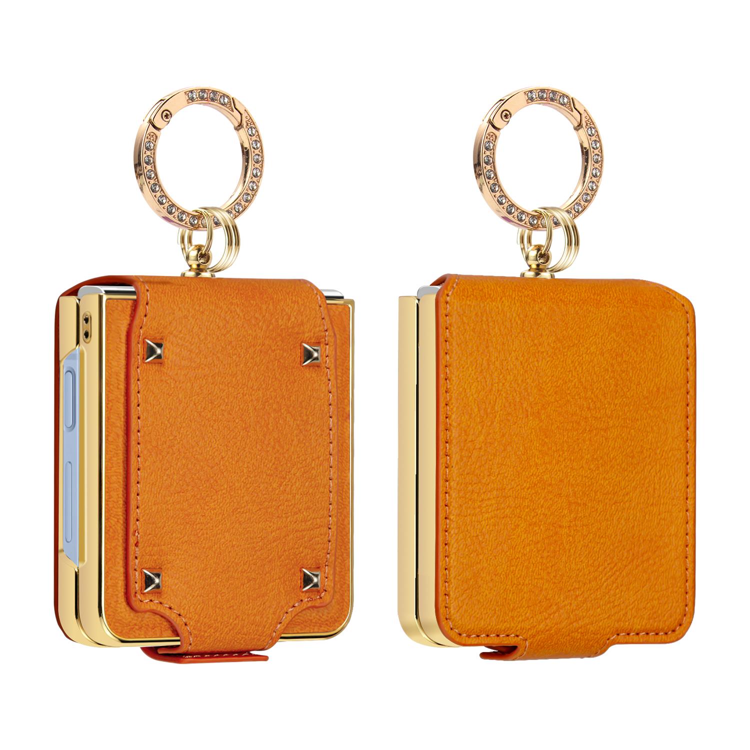 For Galaxy Z Flip8 5G VIETAO Colorful PU Leather Phone Case with Ring(Orange) - Shopkiz.com