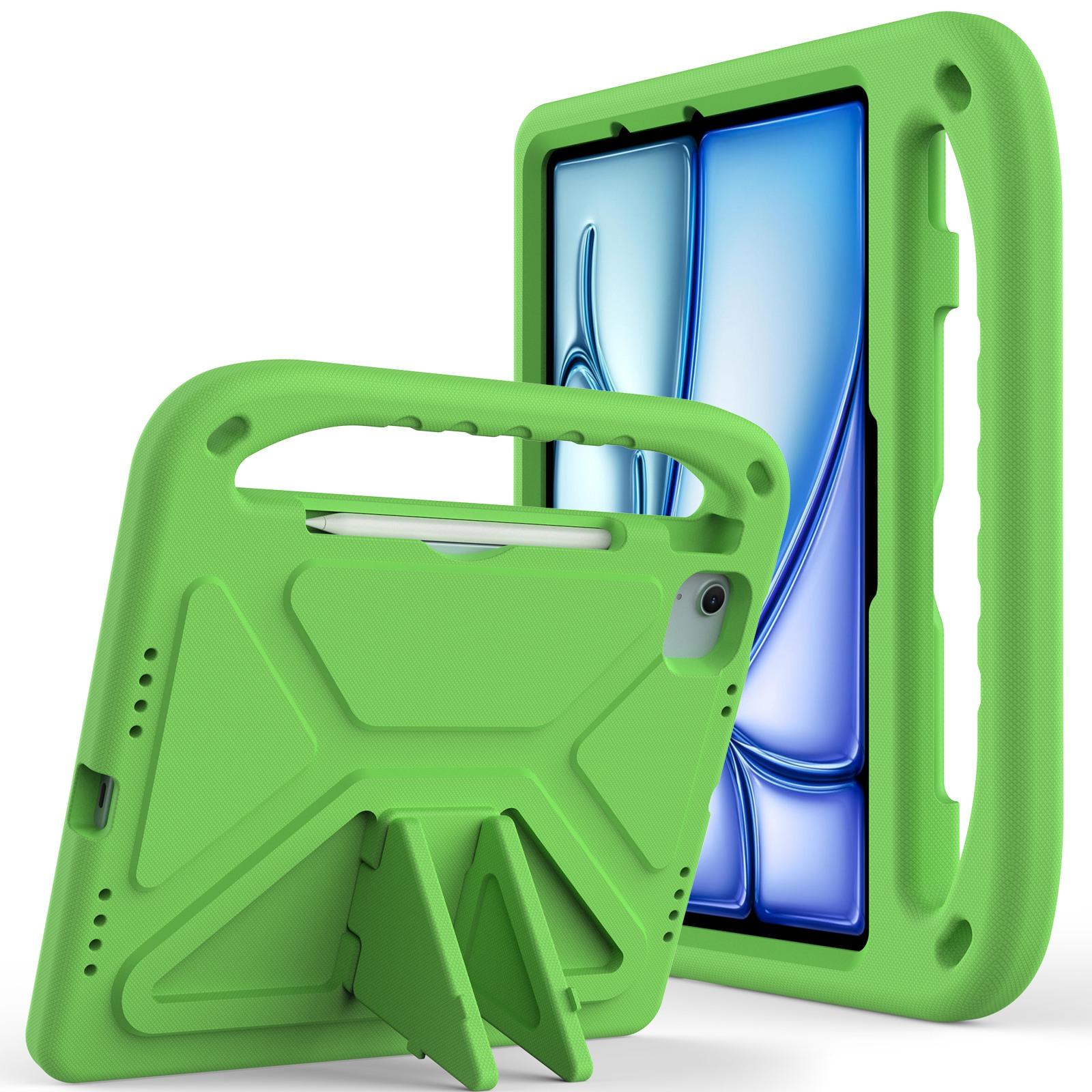 For iPad Air 11 2026 / 2025 / 2024 Handle EVA Shockproof Tablet Case with Holder(Green) - Shopkiz.com