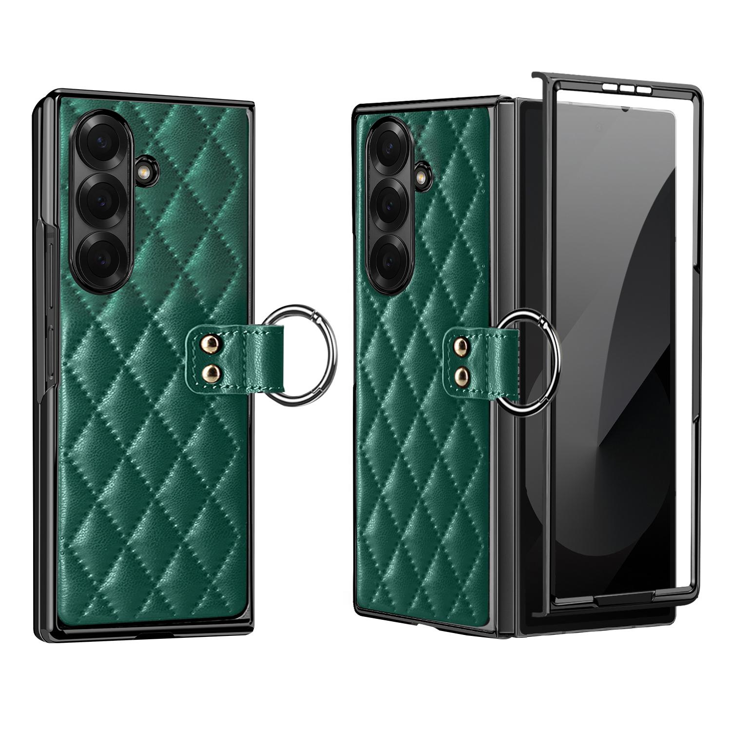 For Galaxy Z Fold8 Ultra 5G VIETAO Diamond Pattern Metal Ring PU Leather Phone Case(Dark Green) - Shopkiz.com