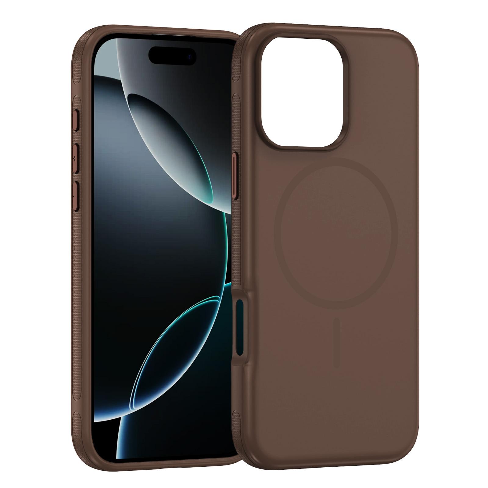 For iPhone 16 Pro Imitation Original Magsafe PC Hybrid TPU Phone Case(Coffee) - Shopkiz.com