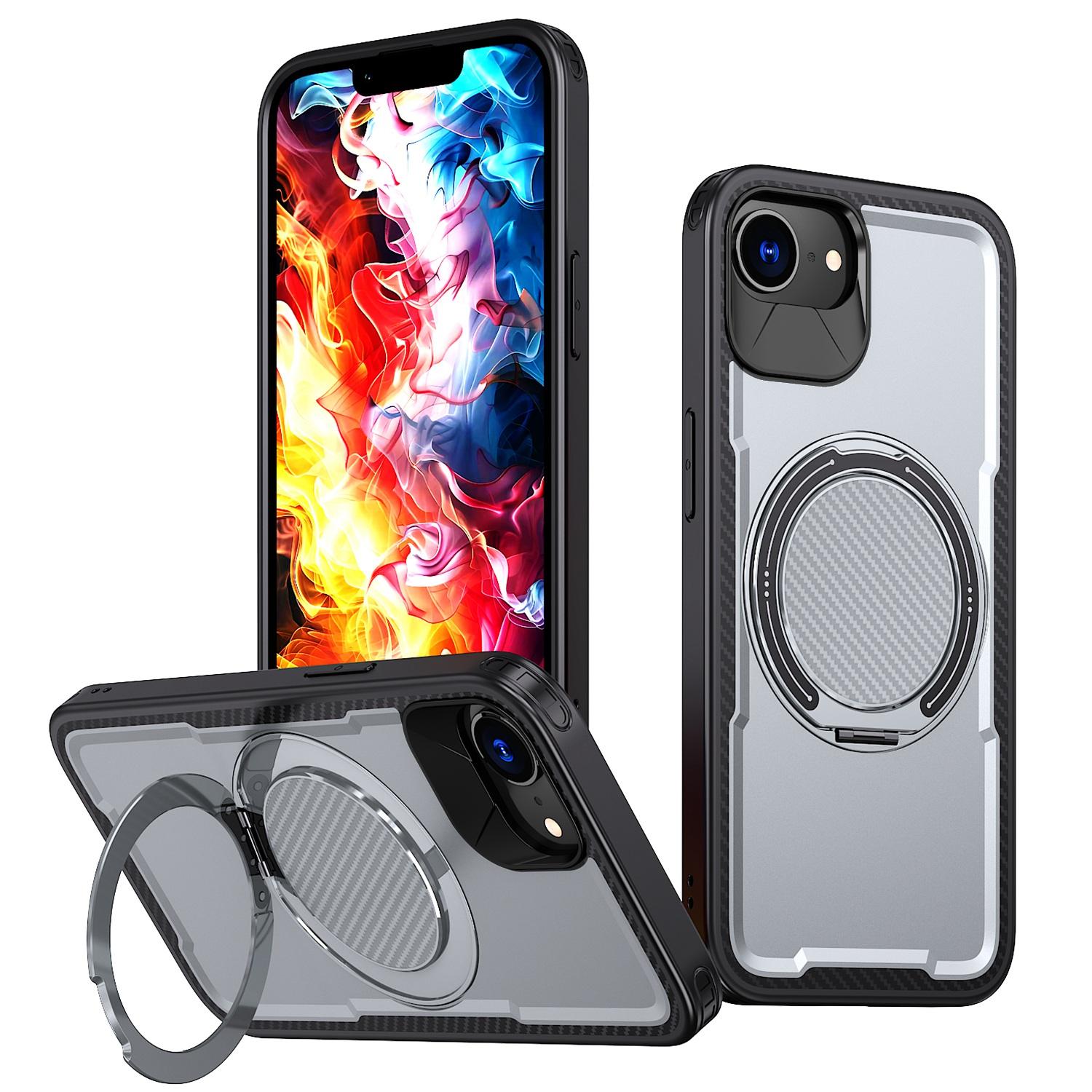 For iPhone 17e / 16e kalebol Metal 360 Degree Rotation Holder MagSafe Phone Case(Grey) - Shopkiz.com