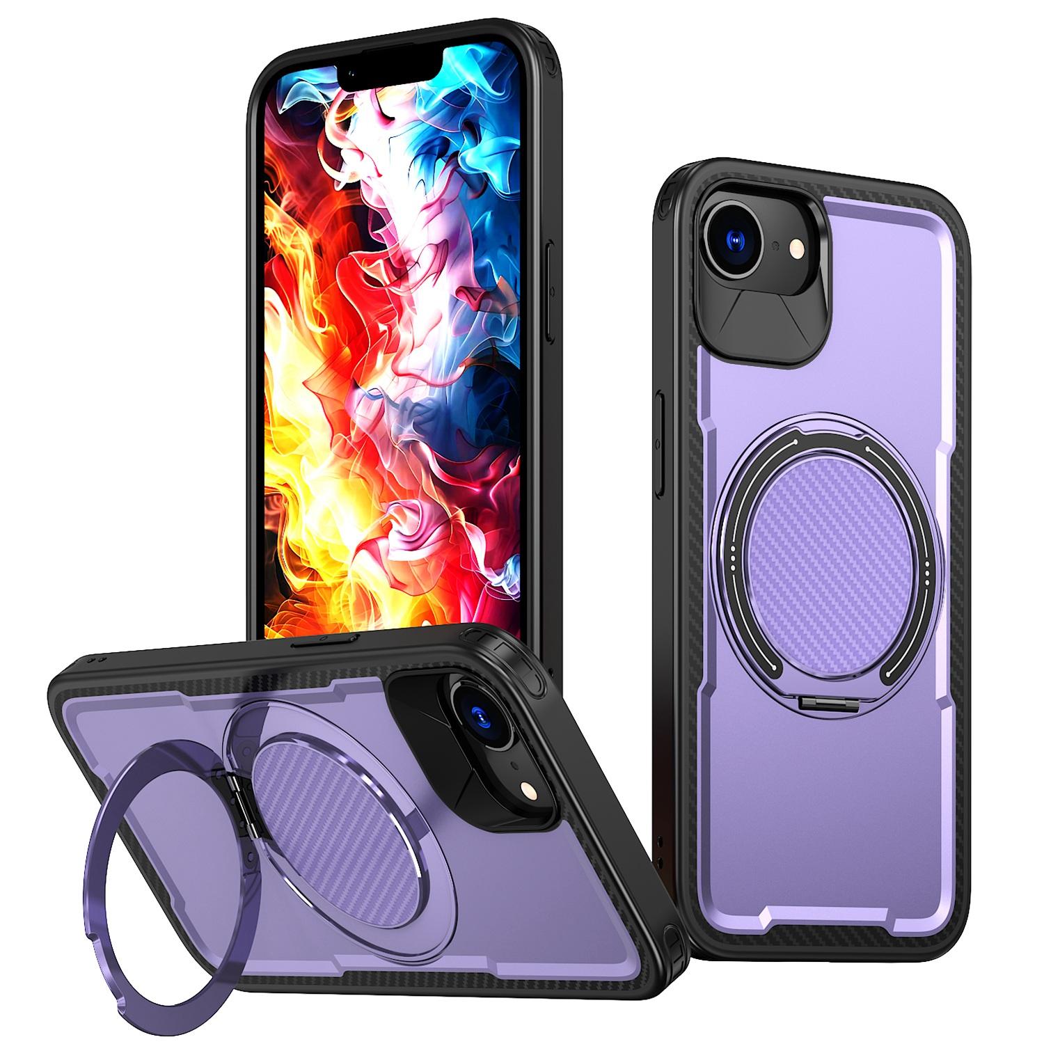 For iPhone 17e / 16e kalebol Metal 360 Degree Rotation Holder MagSafe Phone Case(Purple) - Shopkiz.com