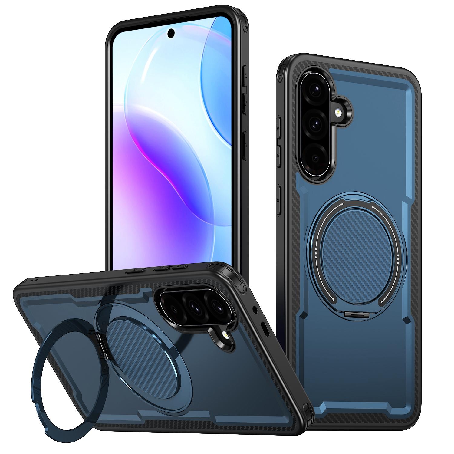 For Galaxy A37 5G kalebol Metal 360 Degree Rotation Holder MagSafe Phone Case(Navy Blue) - Shopkiz.com
