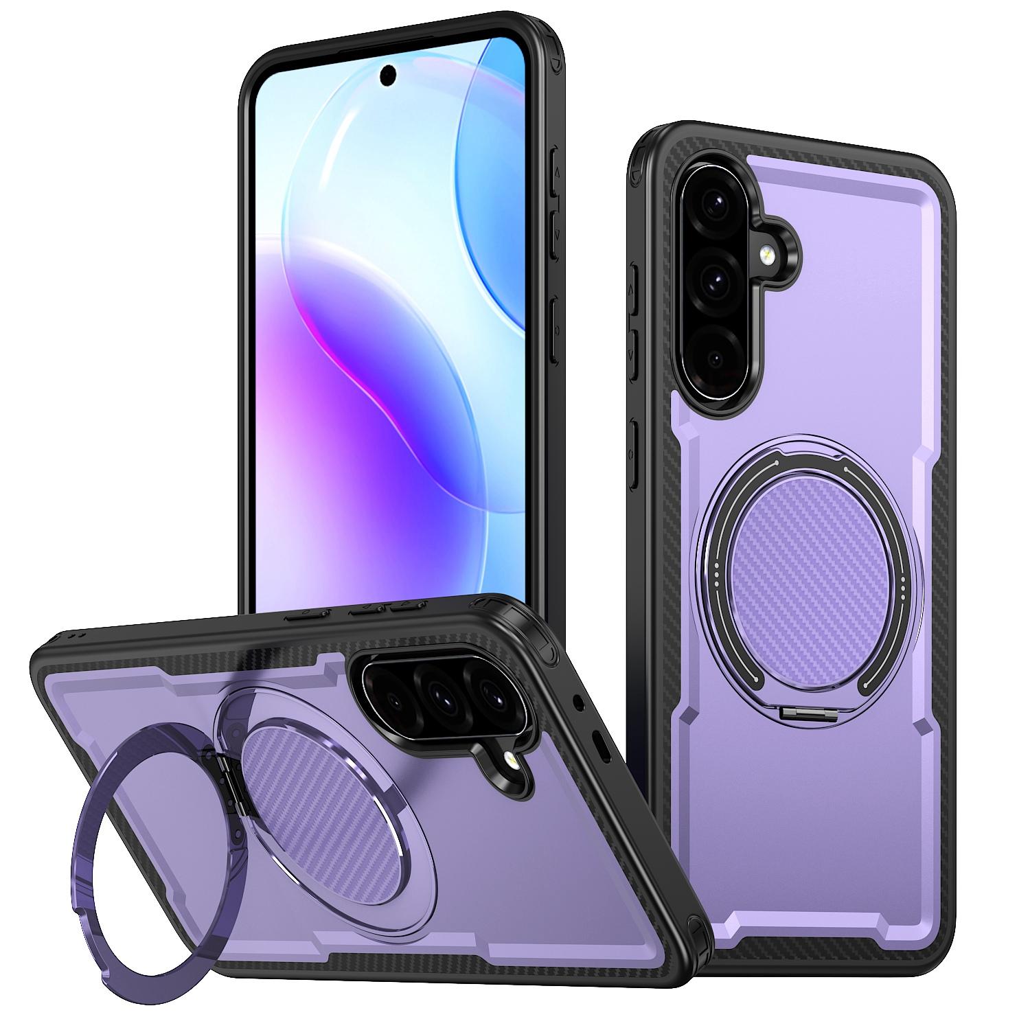 For Galaxy A37 5G kalebol Metal 360 Degree Rotation Holder MagSafe Phone Case(Purple) - Shopkiz.com