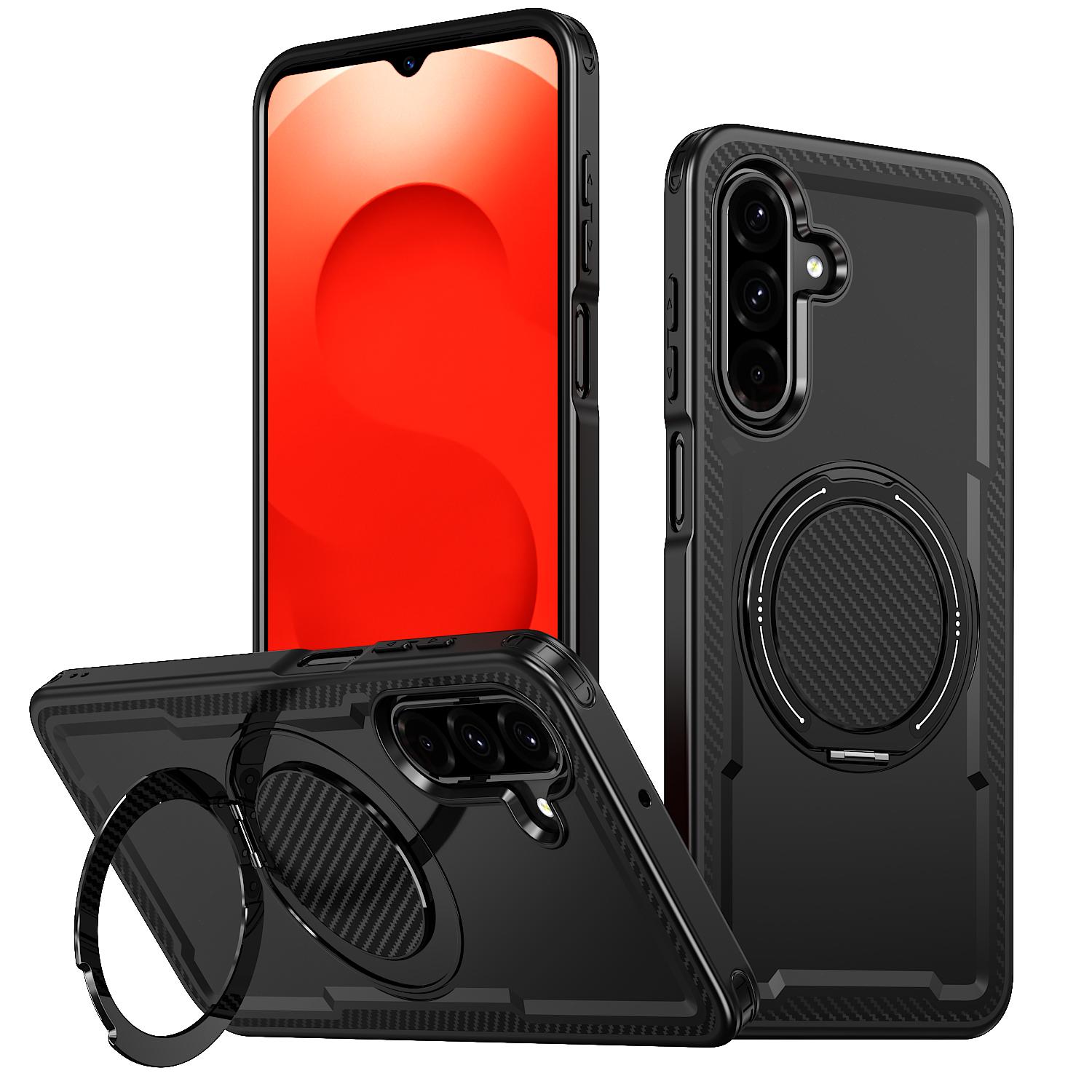 For Galaxy A27 5G kalebol Metal 360 Degree Rotation Holder MagSafe Phone Case(Black) - Shopkiz.com