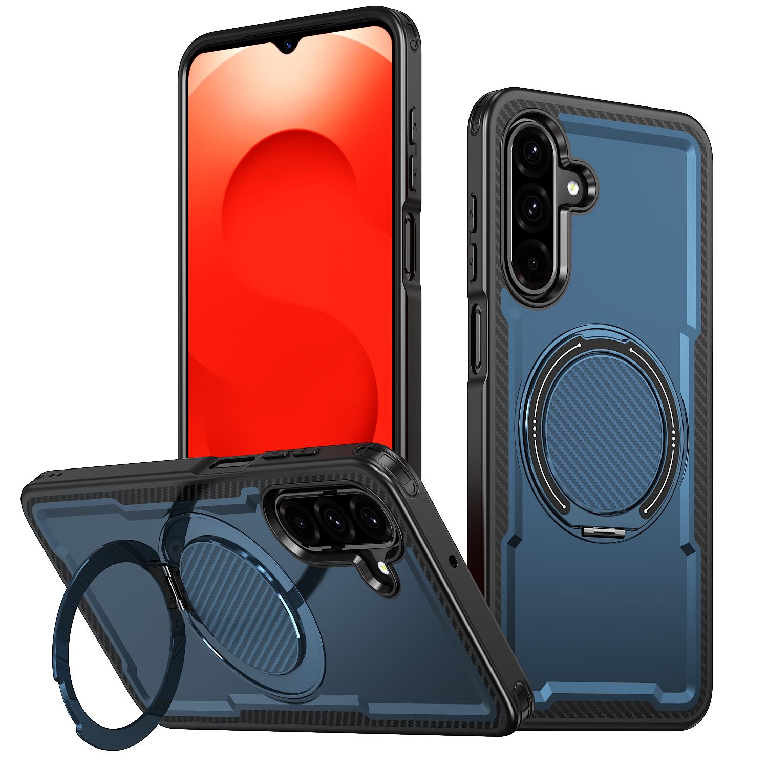 For Galaxy A27 5G kalebol Metal 360 Degree Rotation Holder MagSafe Phone Case(Navy Blue) - Shopkiz.com