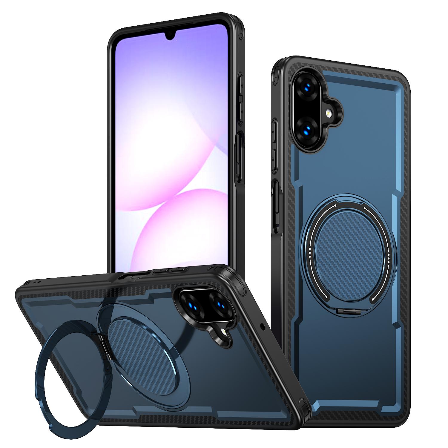 For Galaxy A07 4G / 5G kalebol Metal 360 Degree Rotation Holder MagSafe Phone Case(Navy Blue) - Shopkiz.com