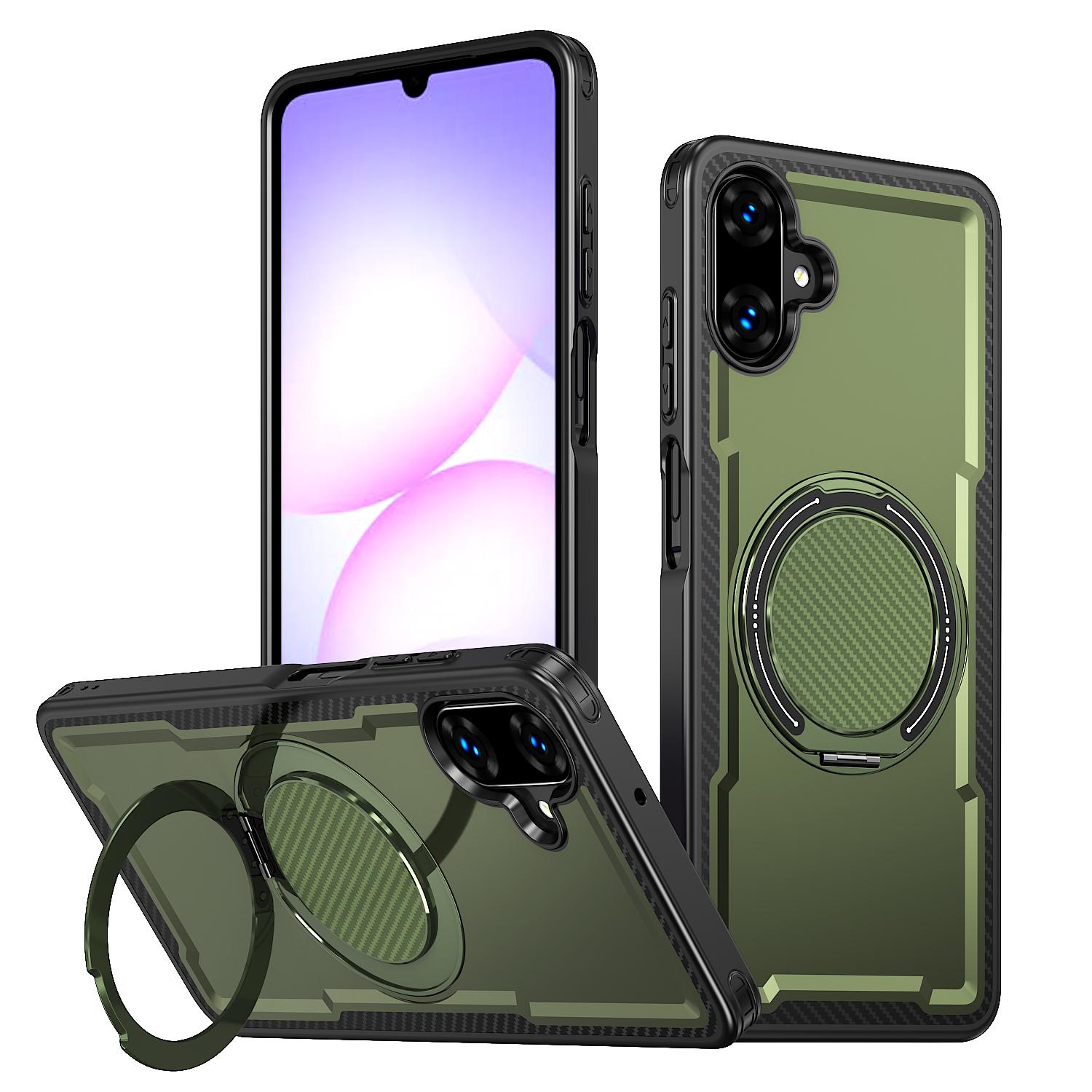For Galaxy A07 4G / 5G kalebol Metal 360 Degree Rotation Holder MagSafe Phone Case(Green) - Shopkiz.com