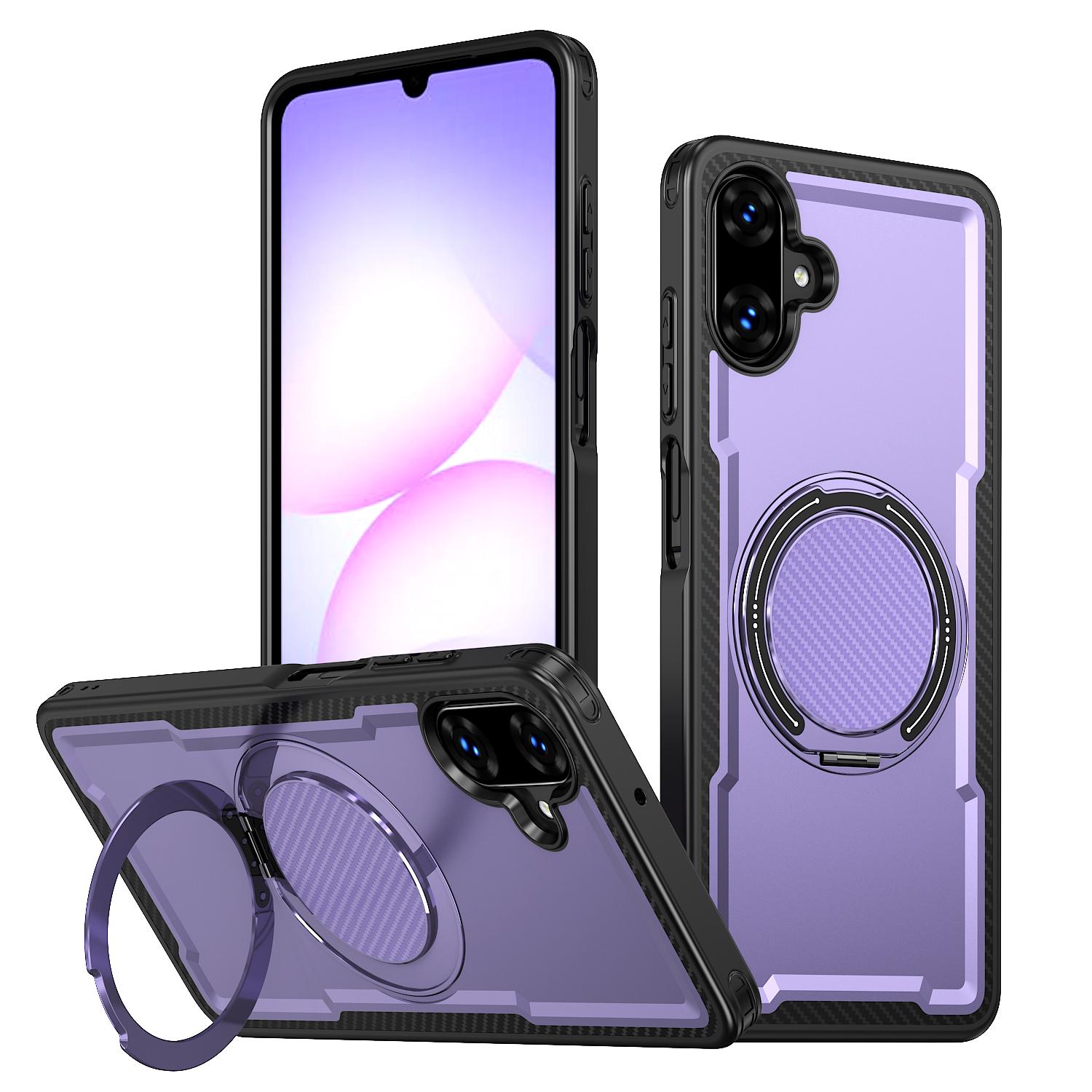For Galaxy A07 4G / 5G kalebol Metal 360 Degree Rotation Holder MagSafe Phone Case(Purple) - Shopkiz.com