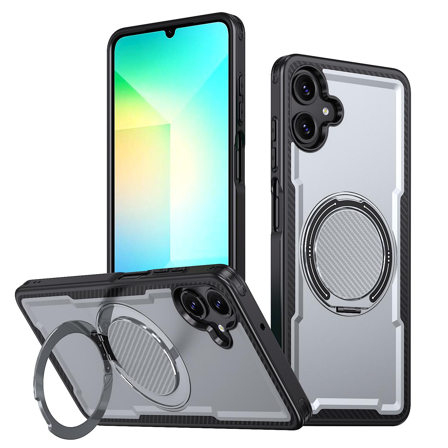 For Galaxy A06 4G / 5G kalebol Metal 360 Degree Rotation Holder MagSafe Phone Case(Grey) - Shopkiz.com