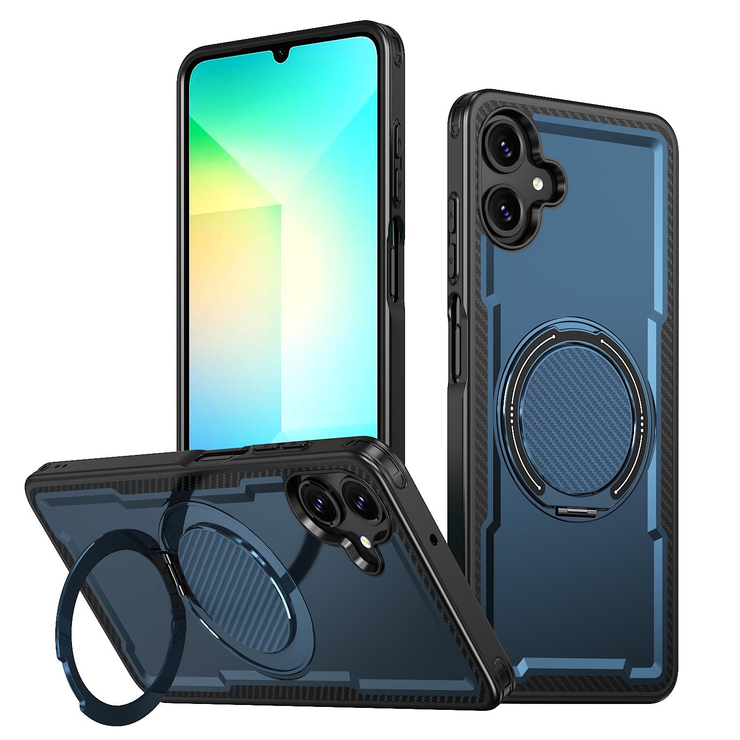 For Galaxy A06 4G / 5G kalebol Metal 360 Degree Rotation Holder MagSafe Phone Case(Navy Blue) - Shopkiz.com