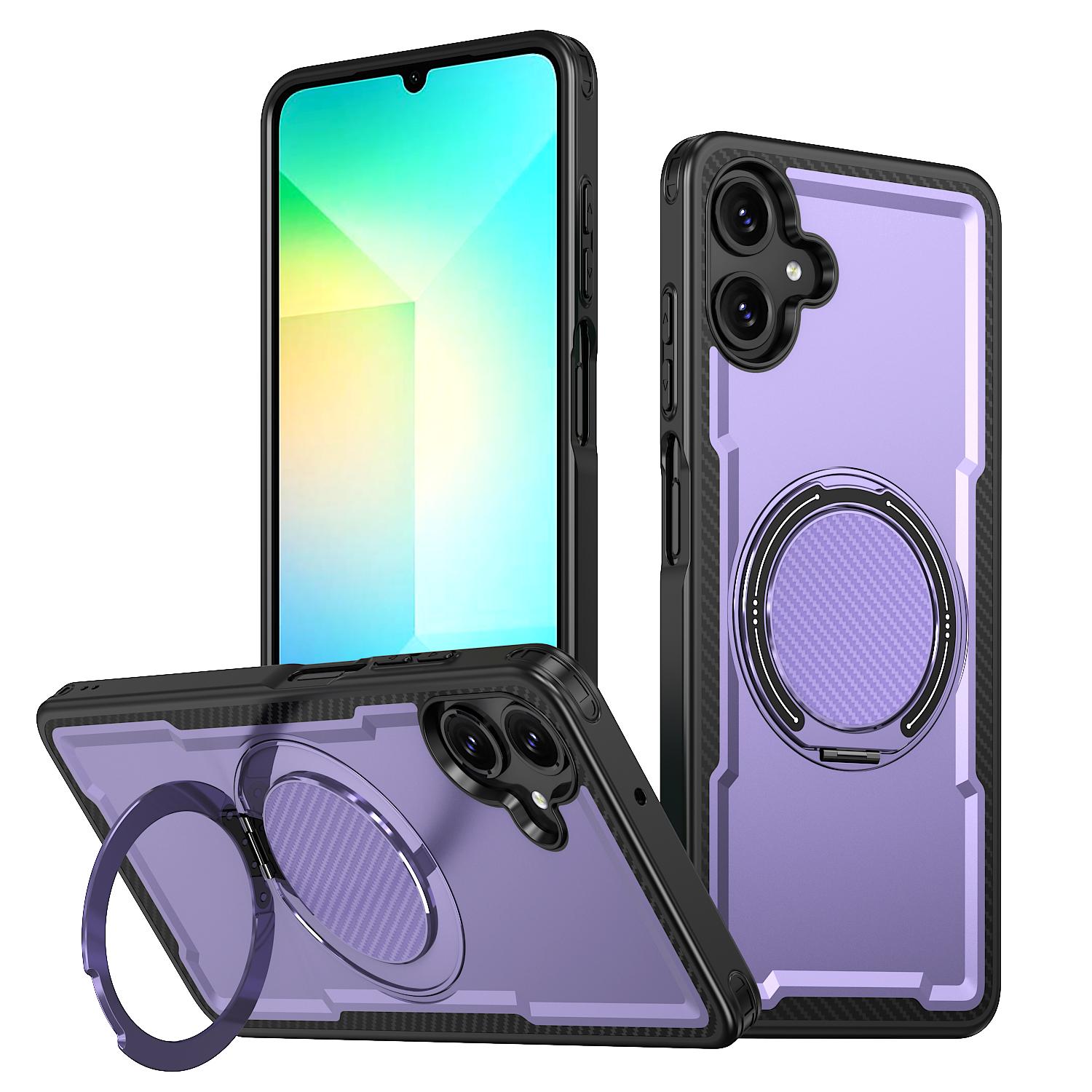For Galaxy A06 4G / 5G kalebol Metal 360 Degree Rotation Holder MagSafe Phone Case(Purple) - Shopkiz.com