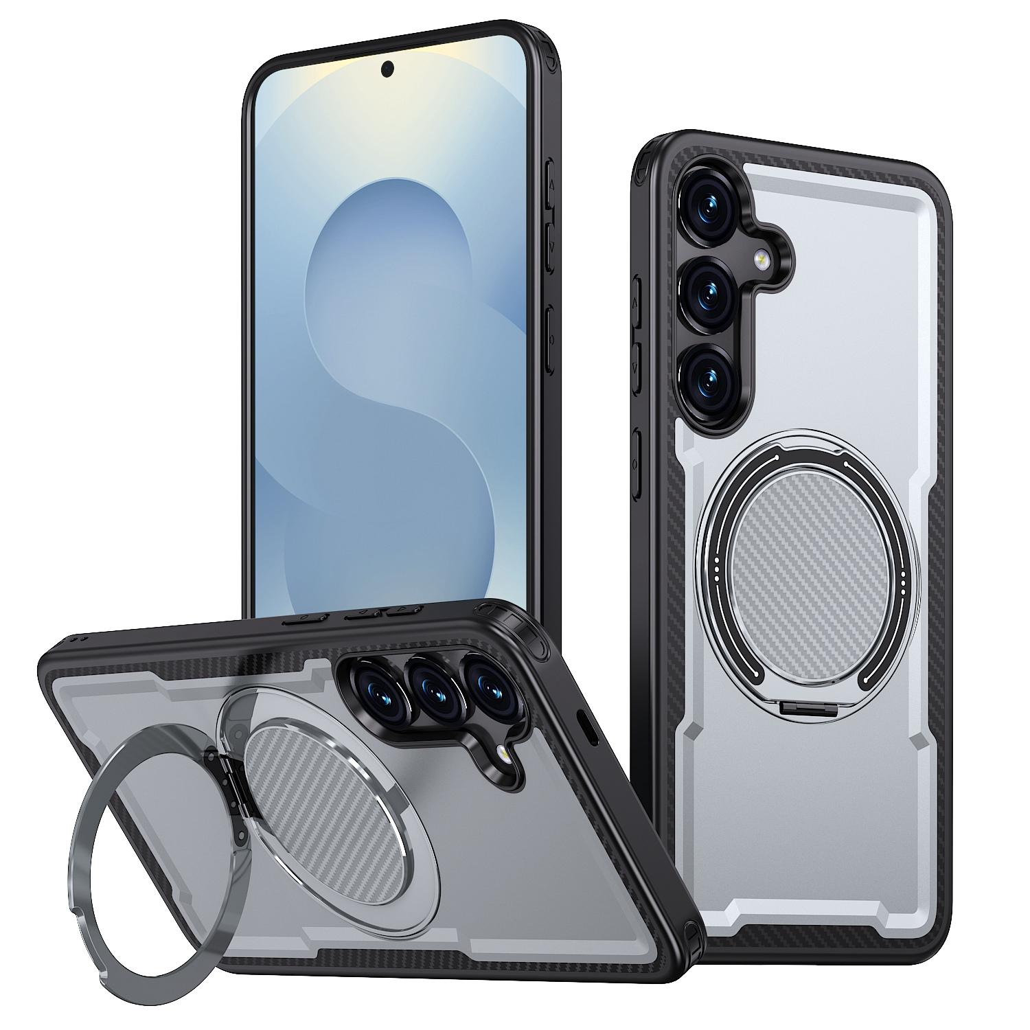 For Galaxy S24 5G Kalebol Metal 360 Degree Rotation Holder MagSafe Phone Case(Grey) - Shopkiz.com