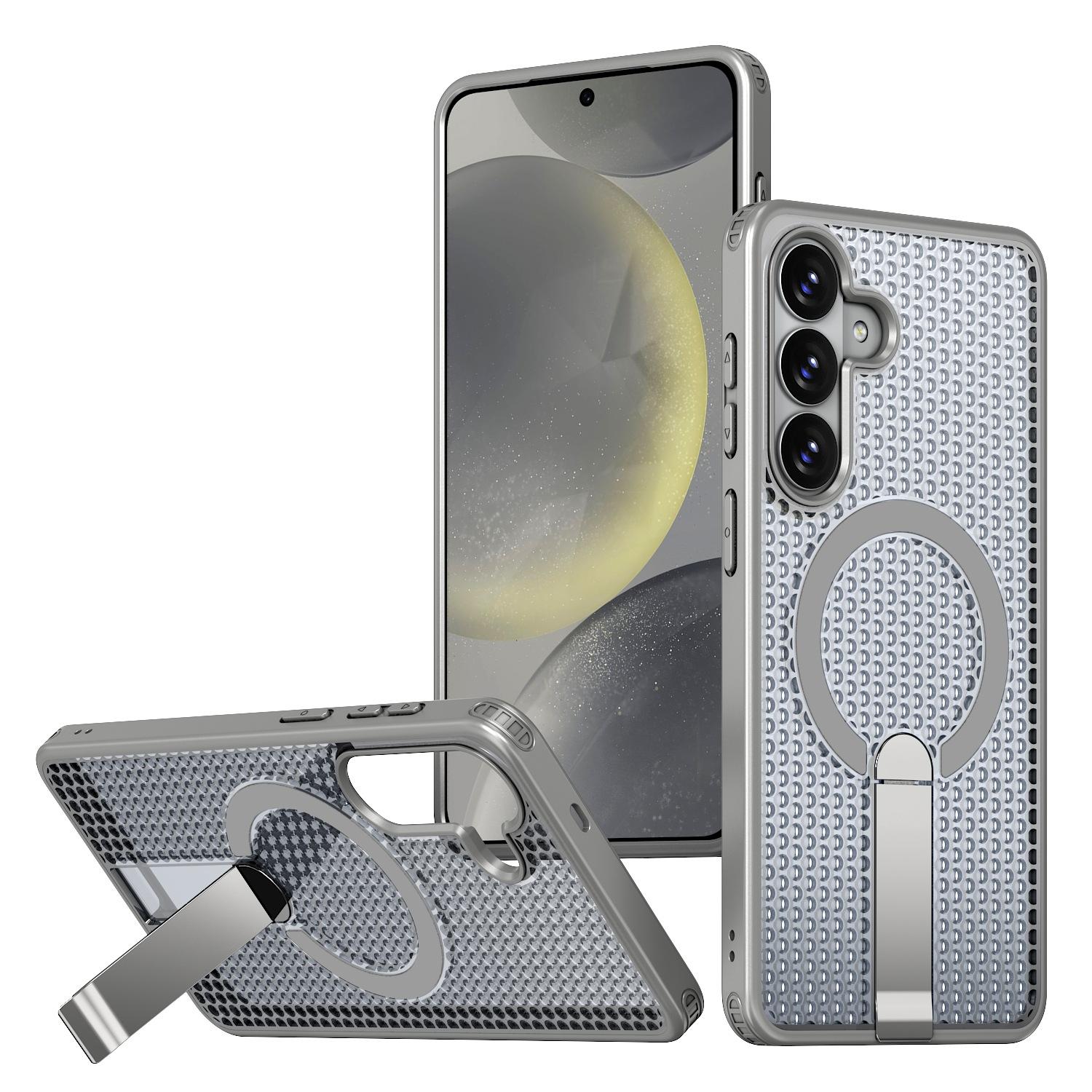 For Galaxy S26 FE 5G kalebol Honeycomb Cooling MagSafe Holder Phone Case(Titanium Grey) - Shopkiz.com