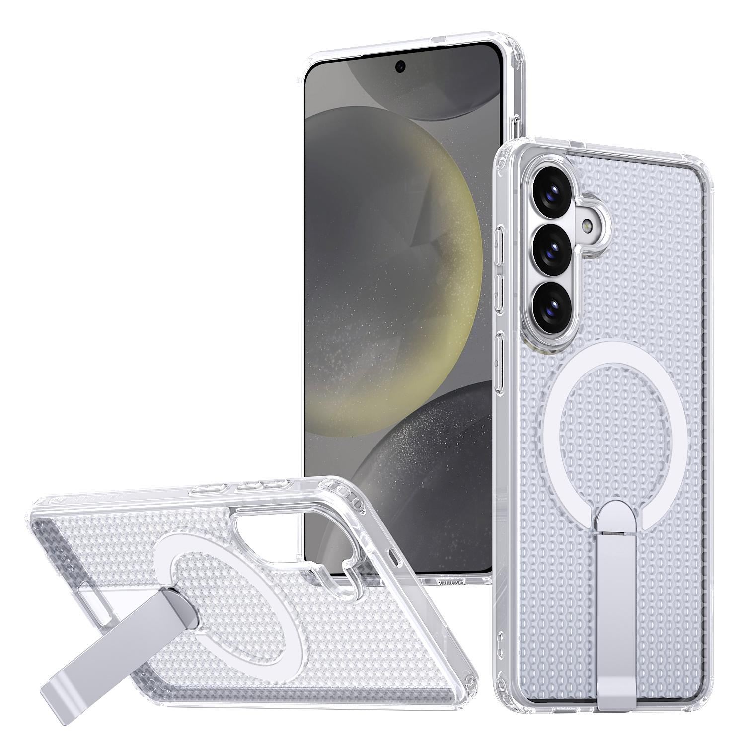 For Galaxy S26 FE 5G kalebol Honeycomb Cooling MagSafe Holder Phone Case(Frosted Transparent) - Shopkiz.com