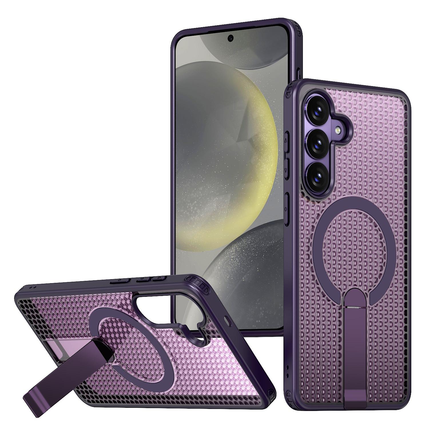 For Galaxy S26 FE 5G kalebol Honeycomb Cooling MagSafe Holder Phone Case(Purple) - Shopkiz.com