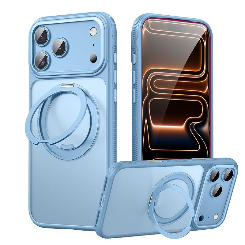 For iPhone 18 Pro Gear-Style Stress Relief 360 Rotation Holder MagSafe Phone Case(Light Blue) - Shopkiz.com