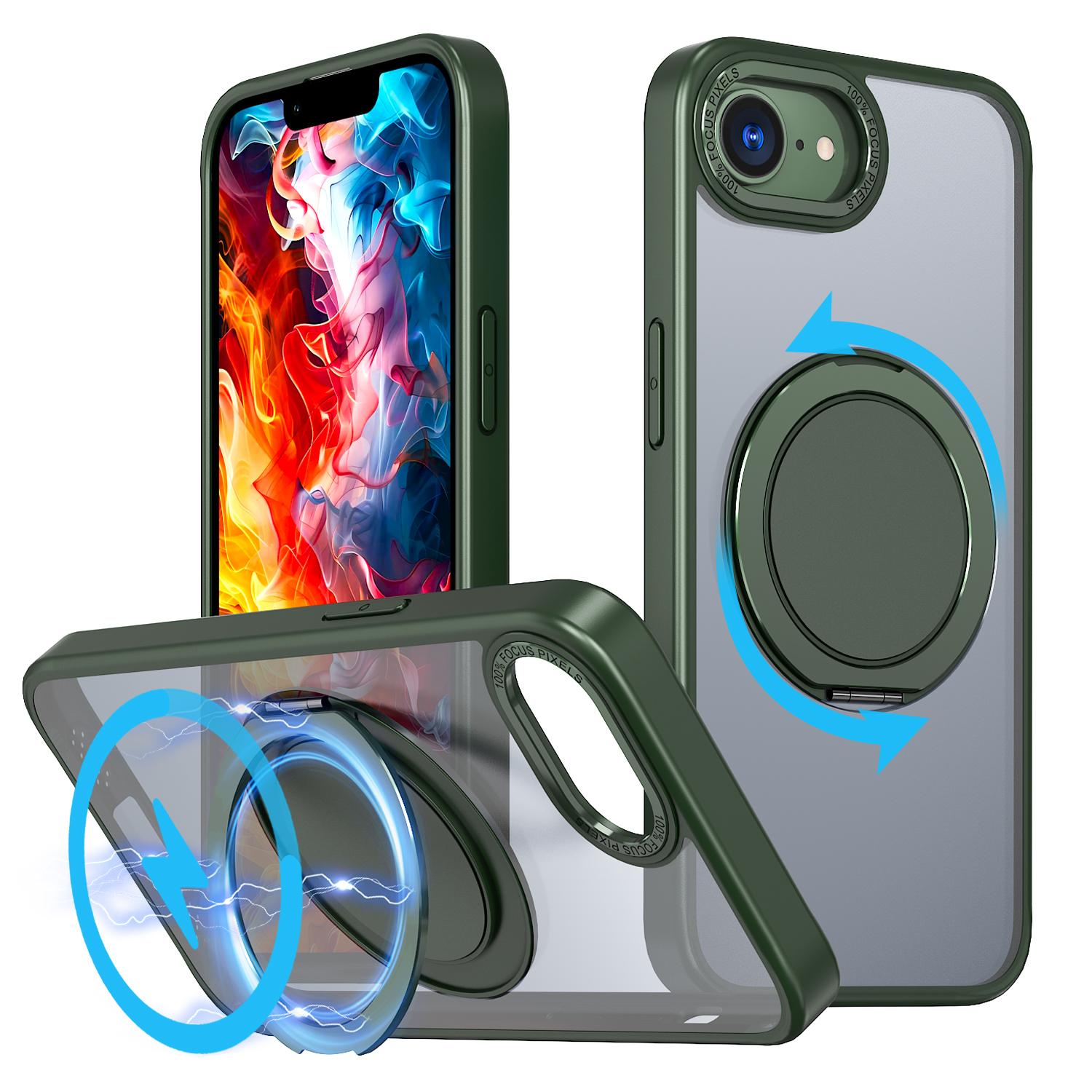 For iPhone 17e / 16e Kalebol 360-degree Rotating MagSafe Magnetic Holder Phone Case(Green) - Shopkiz.com