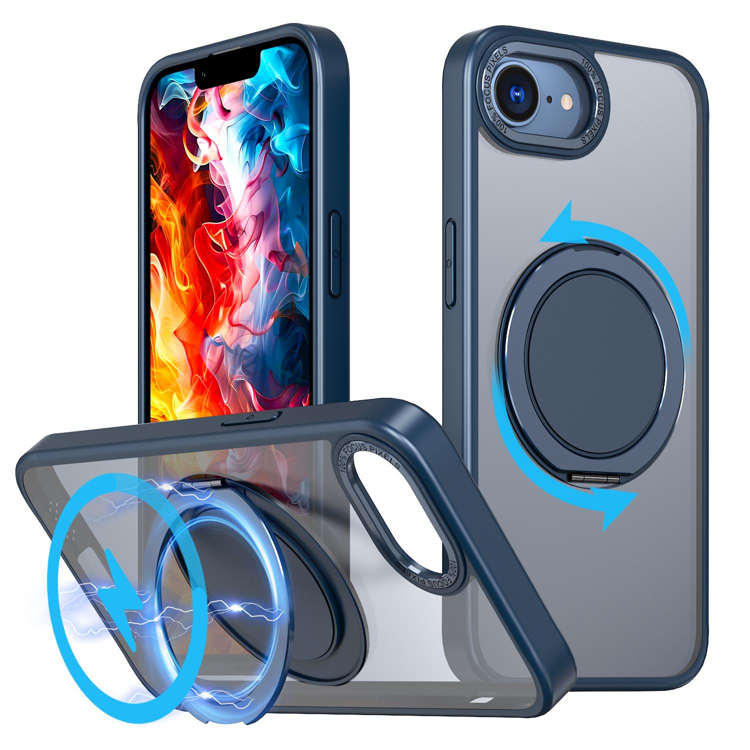 For iPhone 17e / 16e Kalebol 360-degree Rotating MagSafe Magnetic Holder Phone Case(Blue) - Shopkiz.com