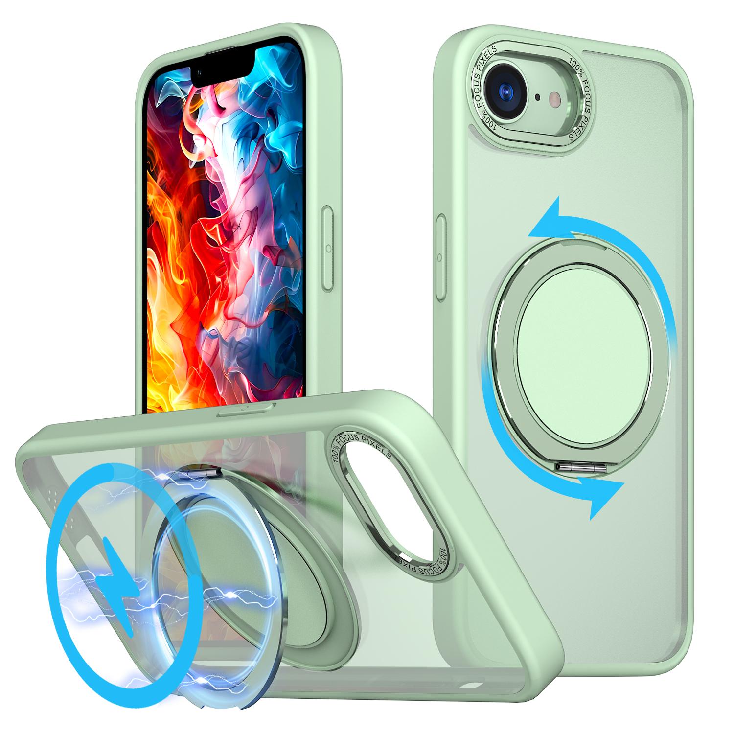 For iPhone 17e / 16e Kalebol 360-degree Rotating MagSafe Magnetic Holder Phone Case(Avocado Green) - Shopkiz.com