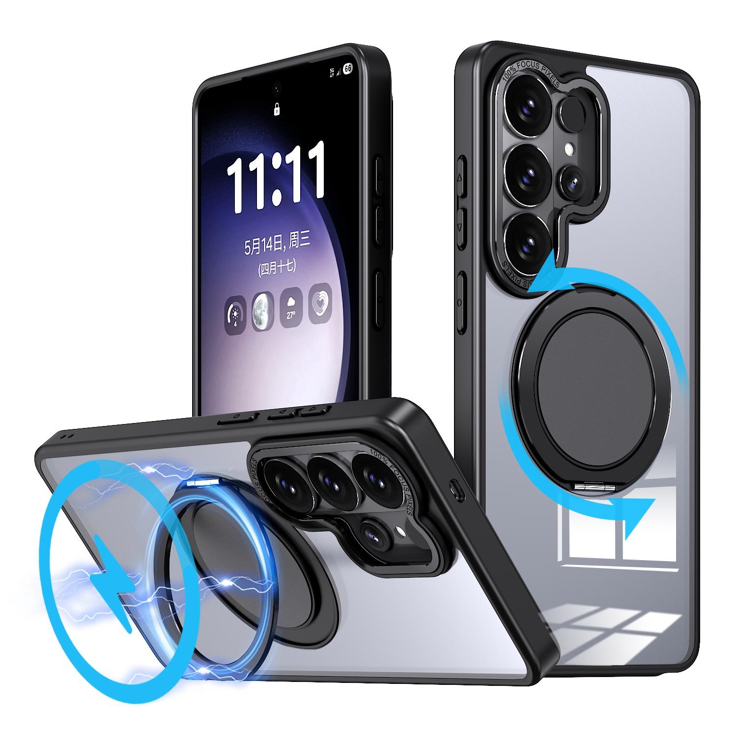 For Galaxy S26 Ultra 5G Kalebol 360-degree Rotating MagSafe Magnetic Holder Phone Case(Black) - Shopkiz.com