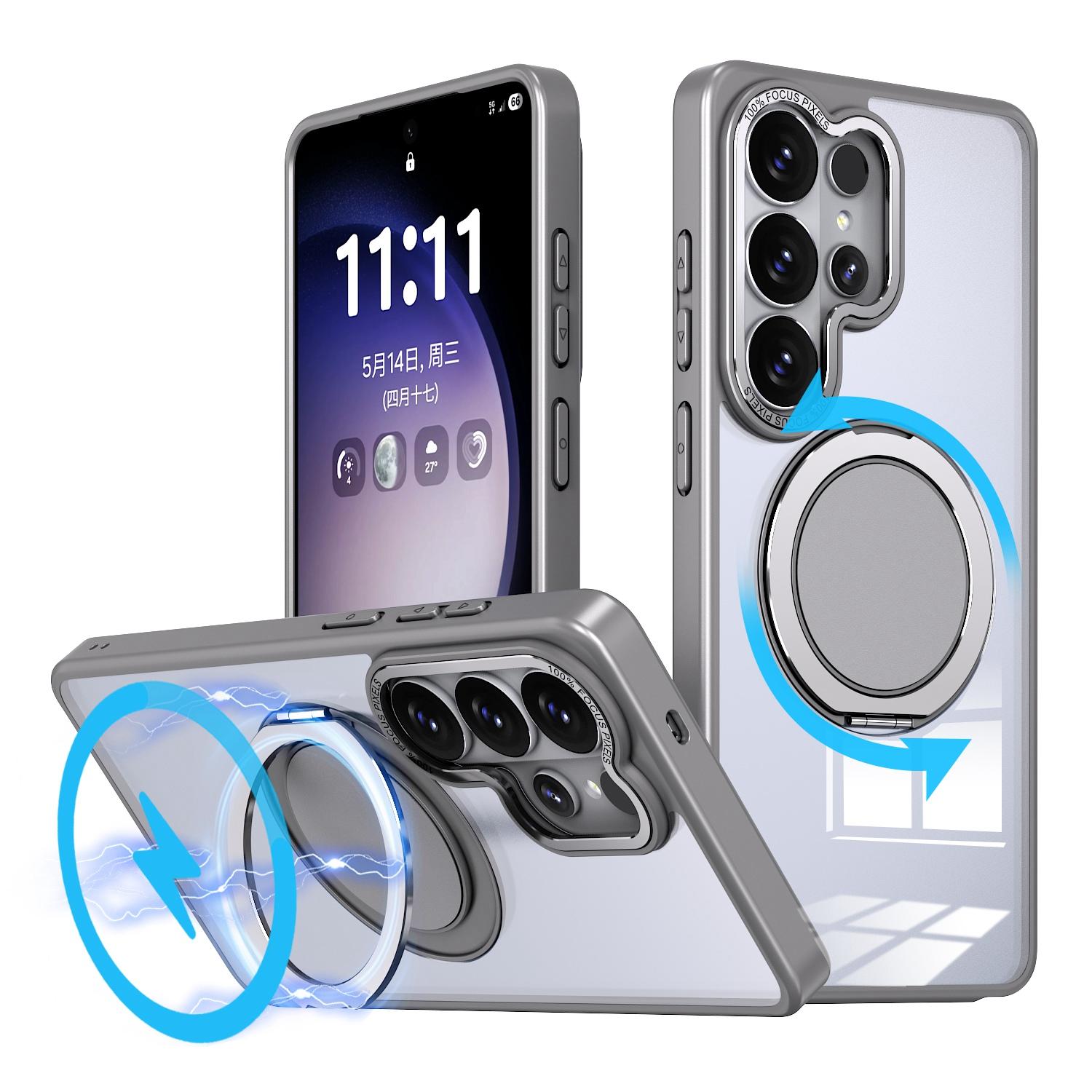 For Galaxy S26 Ultra 5G Kalebol 360-degree Rotating MagSafe Magnetic Holder Phone Case(Titanium Grey) - Shopkiz.com