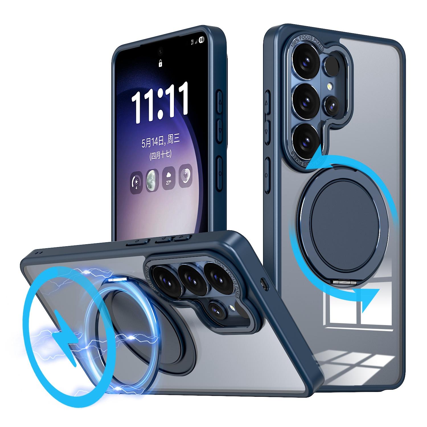 For Galaxy S26 Ultra 5G Kalebol 360-degree Rotating MagSafe Magnetic Holder Phone Case(Blue) - Shopkiz.com