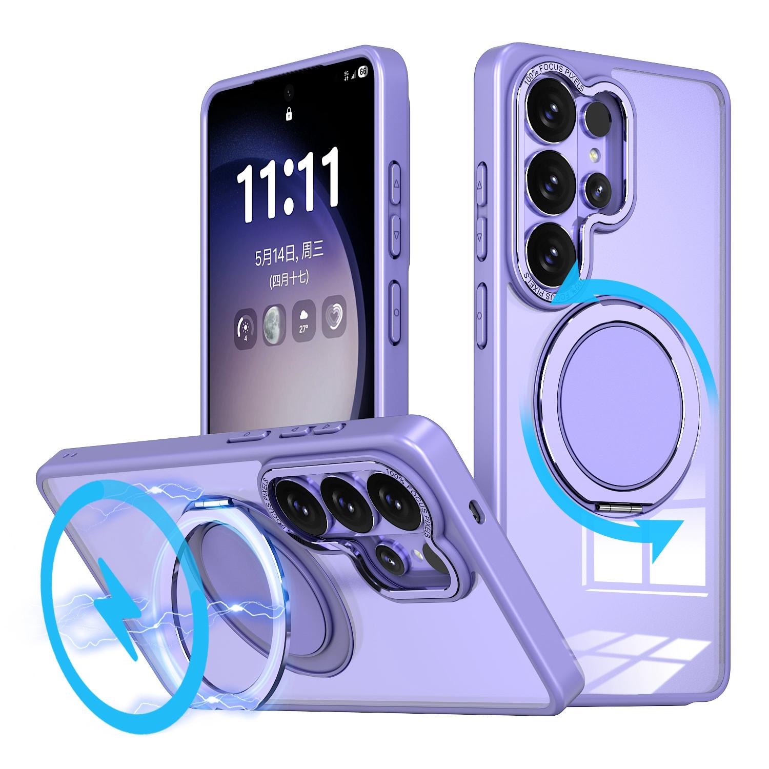 For Galaxy S26 Ultra 5G Kalebol 360-degree Rotating MagSafe Magnetic Holder Phone Case(Light Purple) - Shopkiz.com