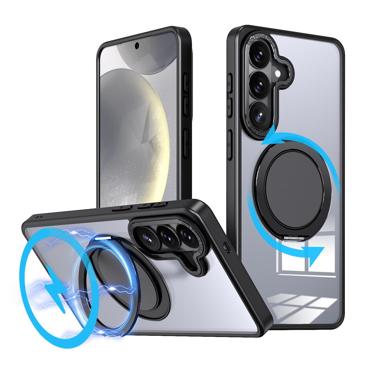For Galaxy S26 5G Kalebol 360-degree Rotating MagSafe Magnetic Holder Phone Case(Black) - Shopkiz.com