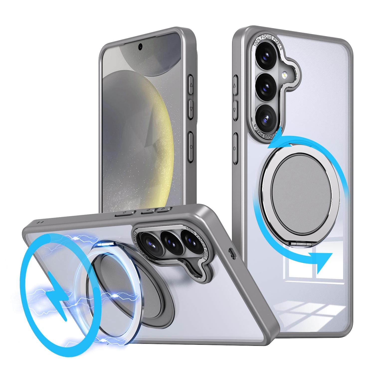 For Galaxy S26 5G Kalebol 360-degree Rotating MagSafe Magnetic Holder Phone Case(Titanium Grey) - Shopkiz.com