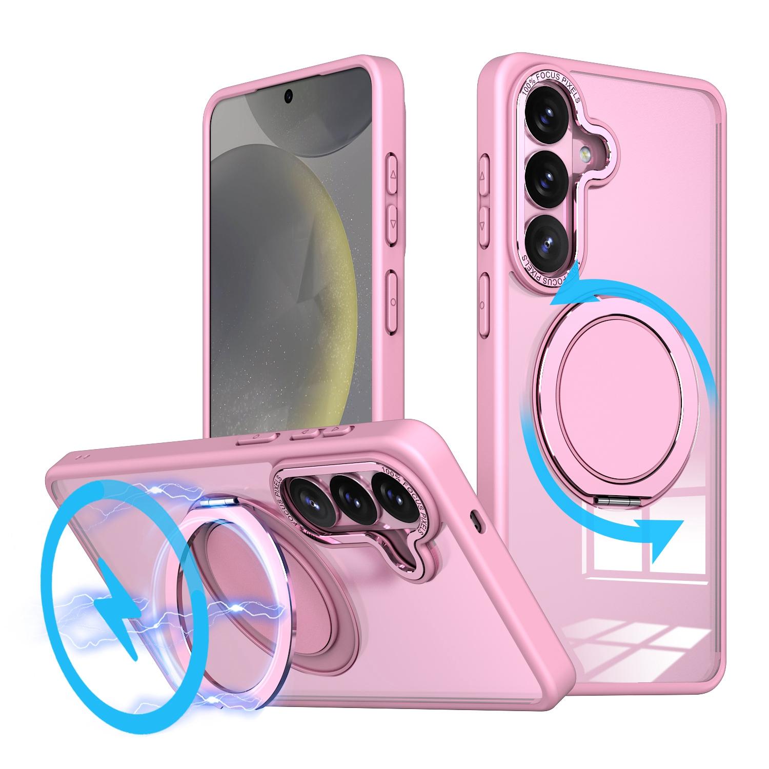 For Galaxy S26 5G Kalebol 360-degree Rotating MagSafe Magnetic Holder Phone Case(Pink) - Shopkiz.com