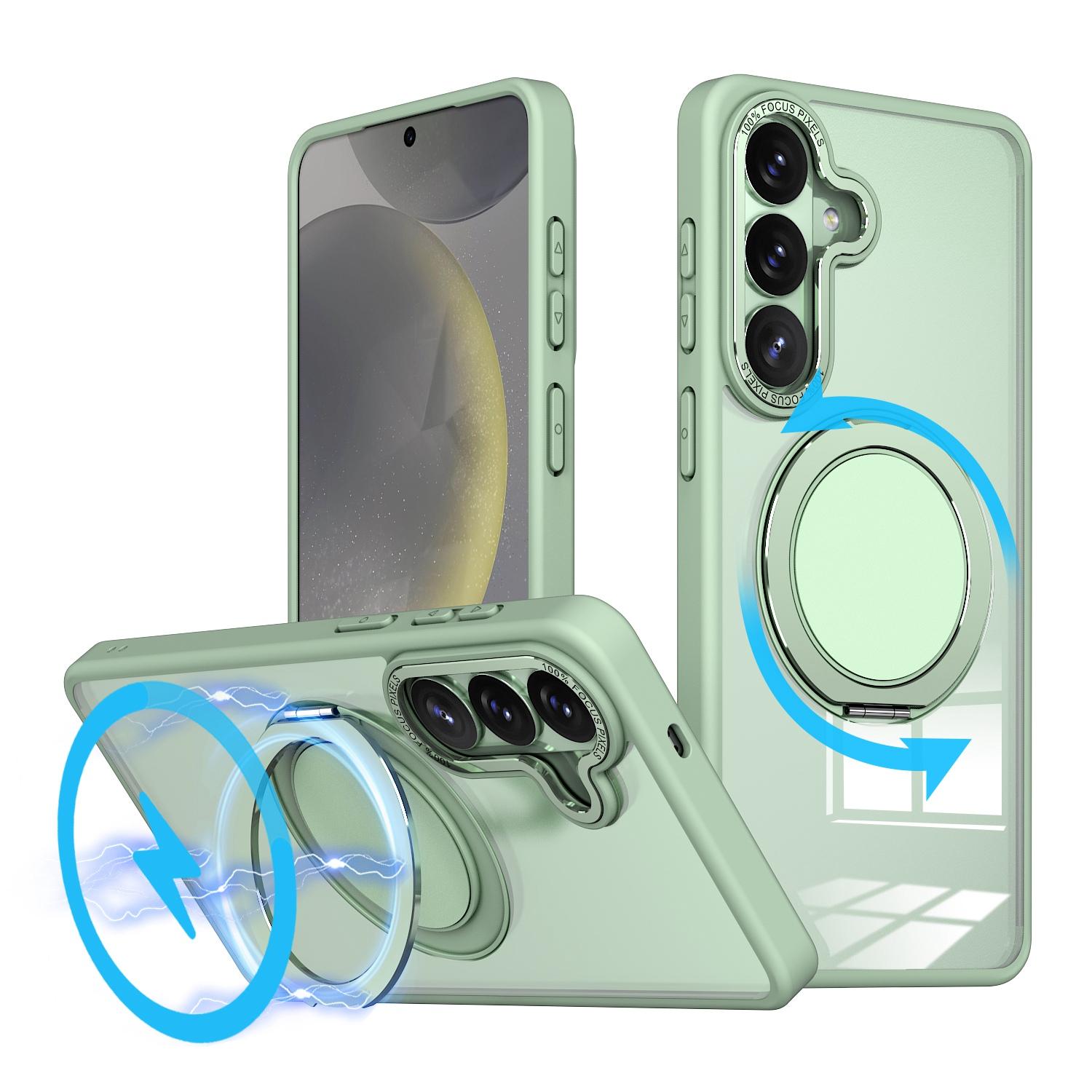 For Galaxy S26+ 5G Kalebol 360-degree Rotating MagSafe Magnetic Holder Phone Case(Avocado Green) - Shopkiz.com