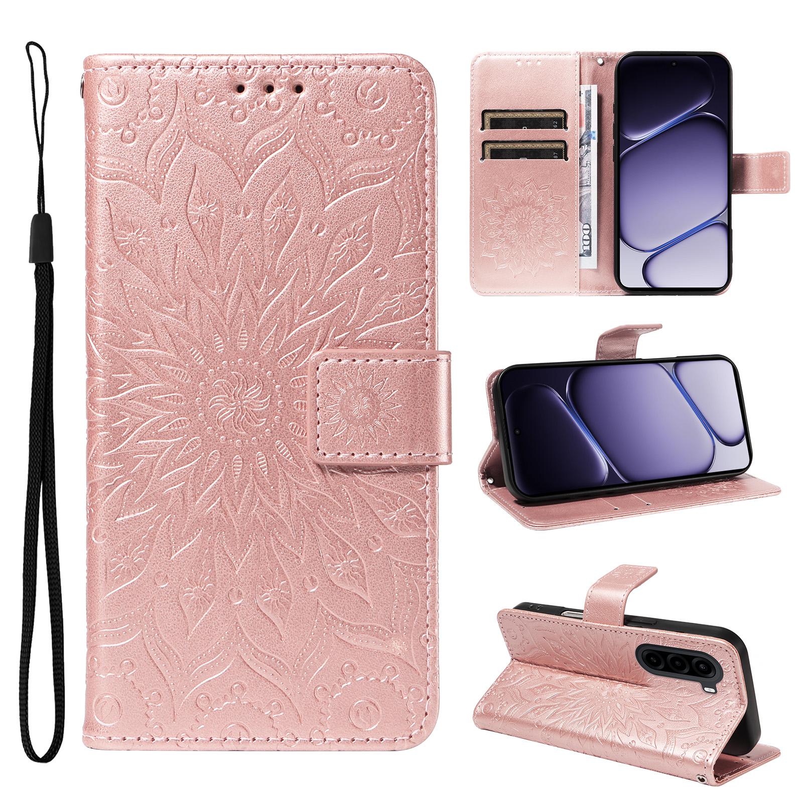 For OnePlus Nord CE6 Lite/Turbo 6X 5G Embossed Sunflower Pattern Flip Leather Phone Case(Rose Gold) - Shopkiz.com