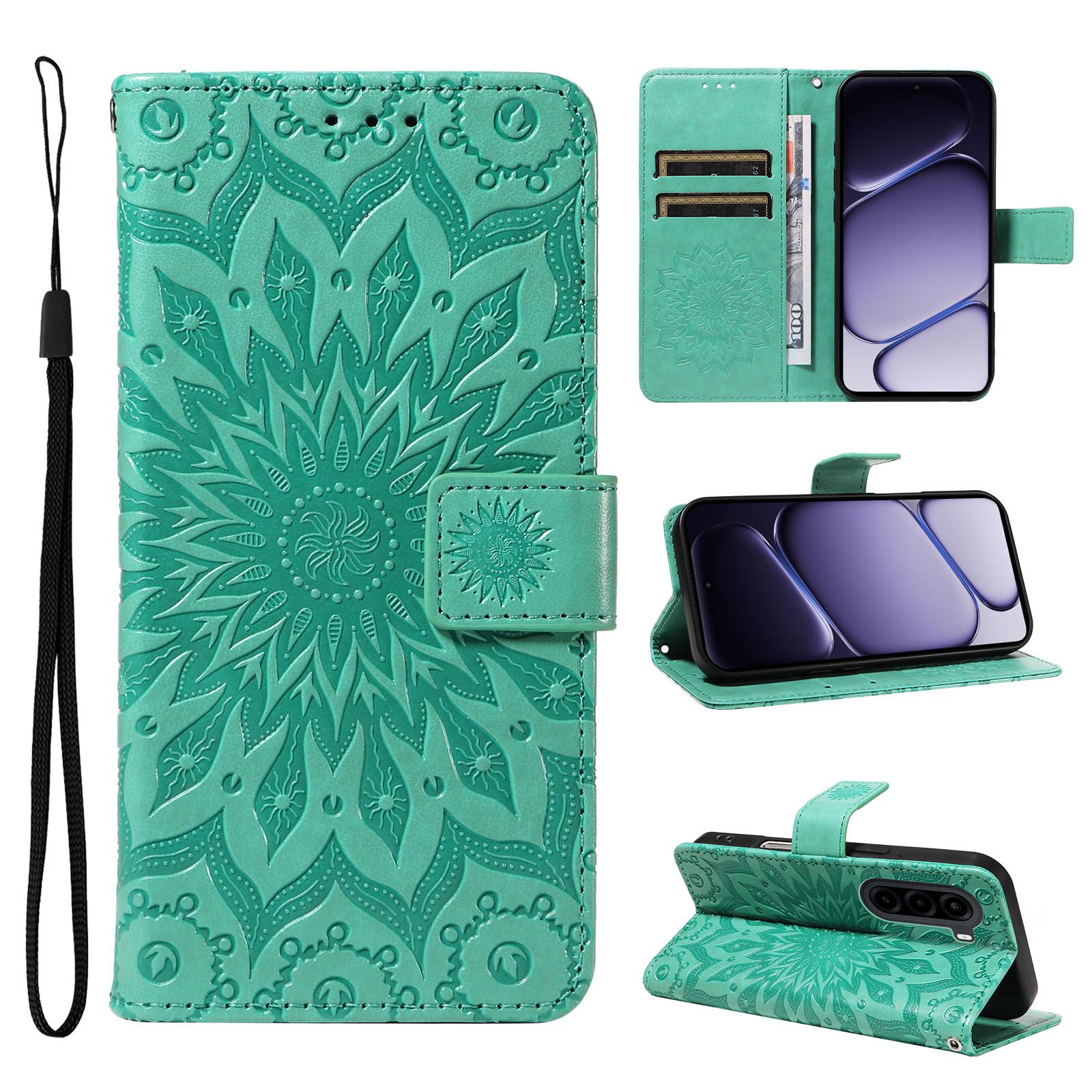 For OnePlus Nord CE6 Lite/Turbo 6X 5G Embossed Sunflower Pattern Flip Leather Phone Case(Green) - Shopkiz.com