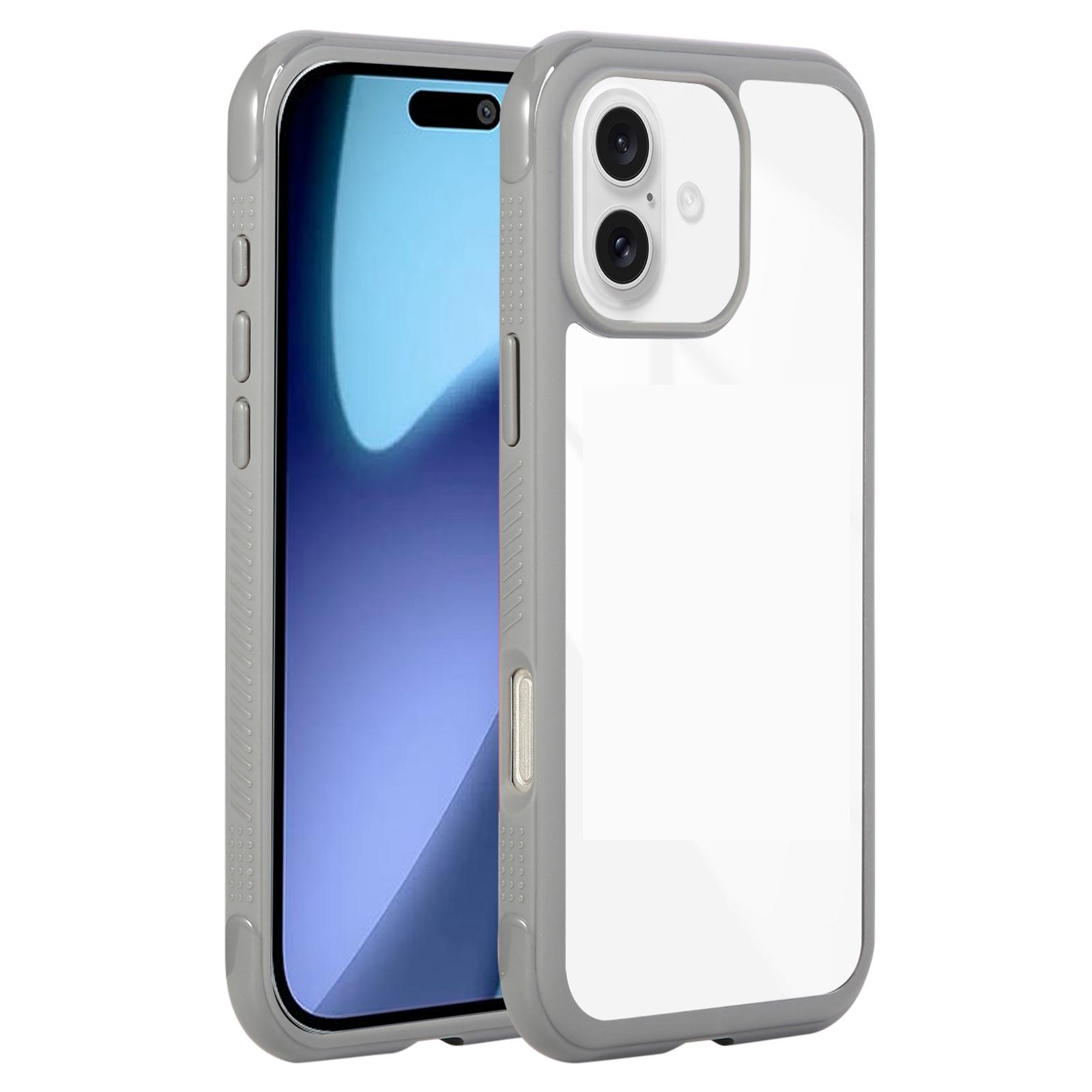 For iPhone 17 Solid Color Edge Transparency Acrylic TPU Phone Case(Grey) - Shopkiz.com