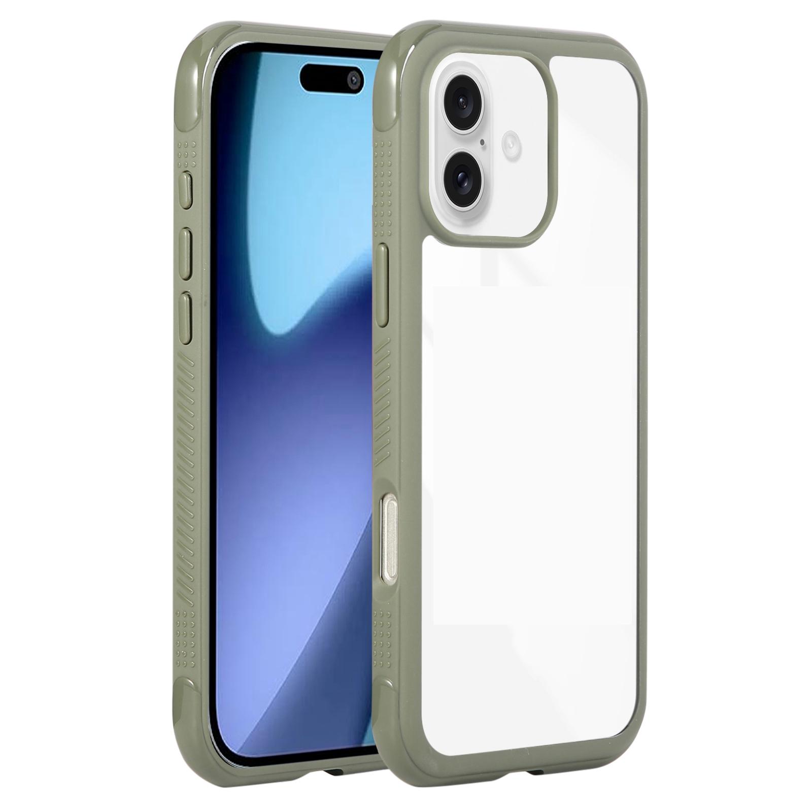 For iPhone 17 Solid Color Edge Transparency Acrylic TPU Phone Case(Army Green) - Shopkiz.com
